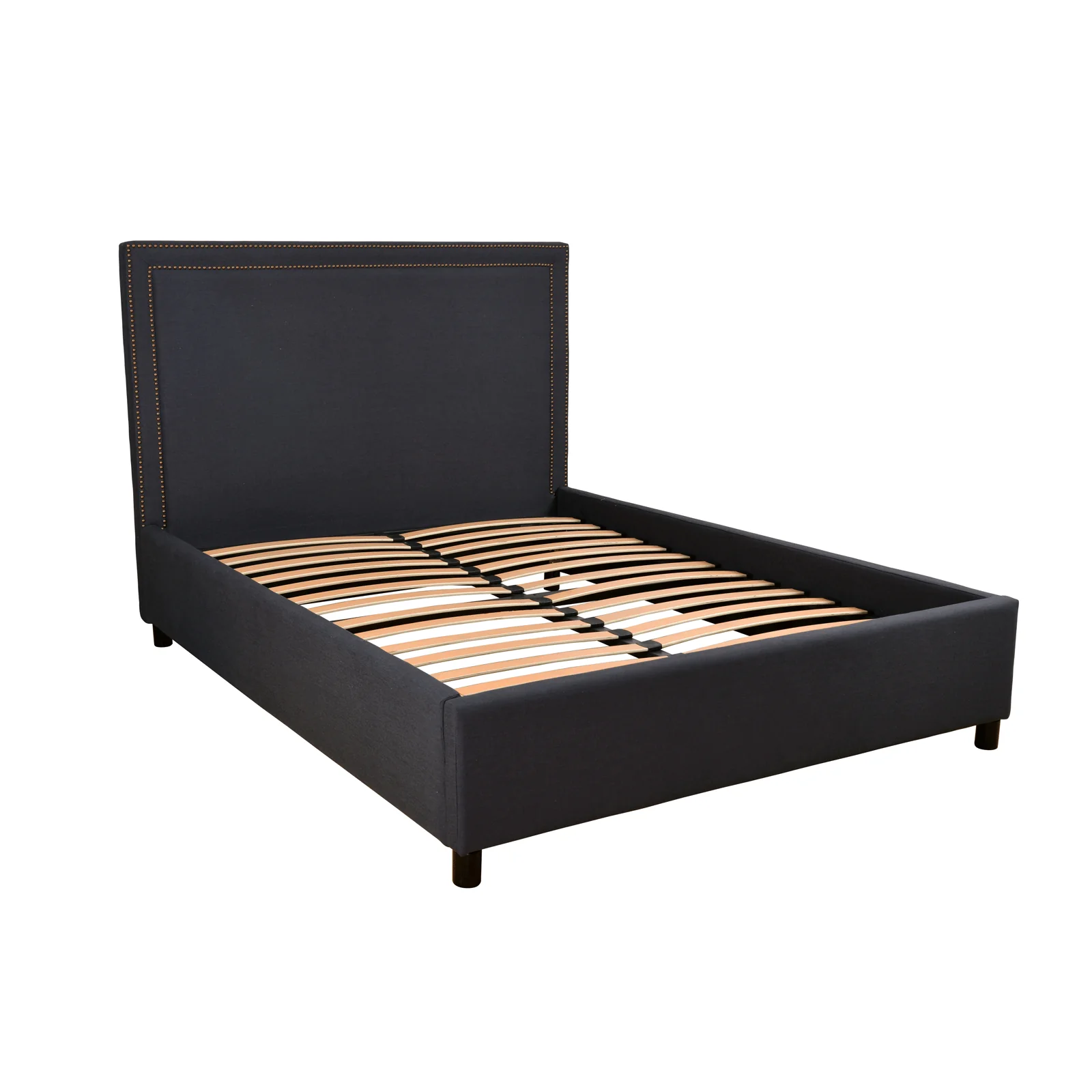 Contemporary Modern Maddy Upholstered Studded Square Queen Bed Frame - Image 17