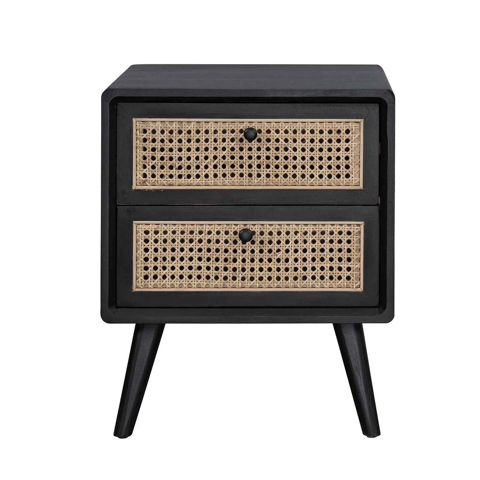 Contemporary Modern Scandinavian Nordic Rattan Bedside Table - Image 2