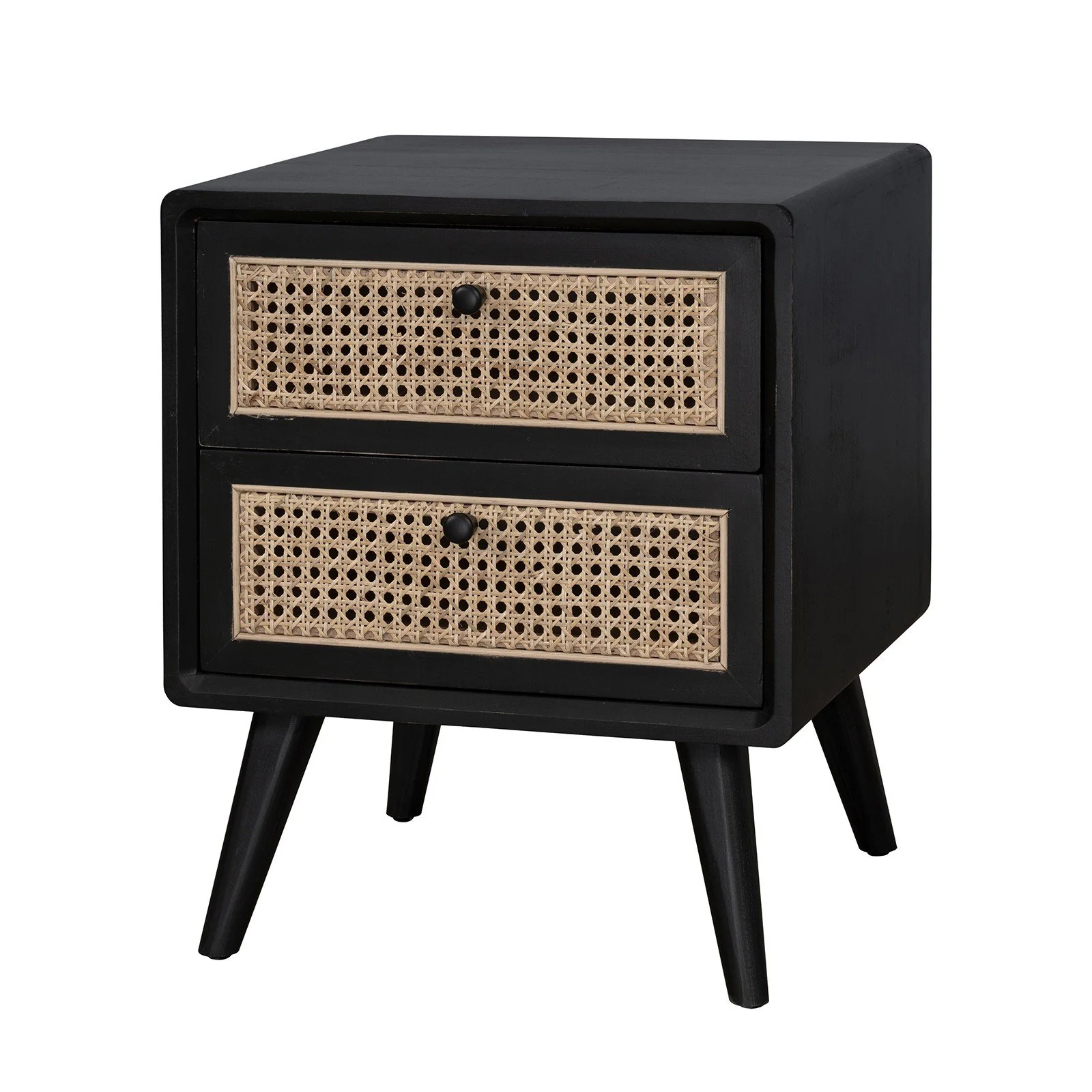 Contemporary Modern Scandinavian Nordic Rattan Bedside Table - Image 3