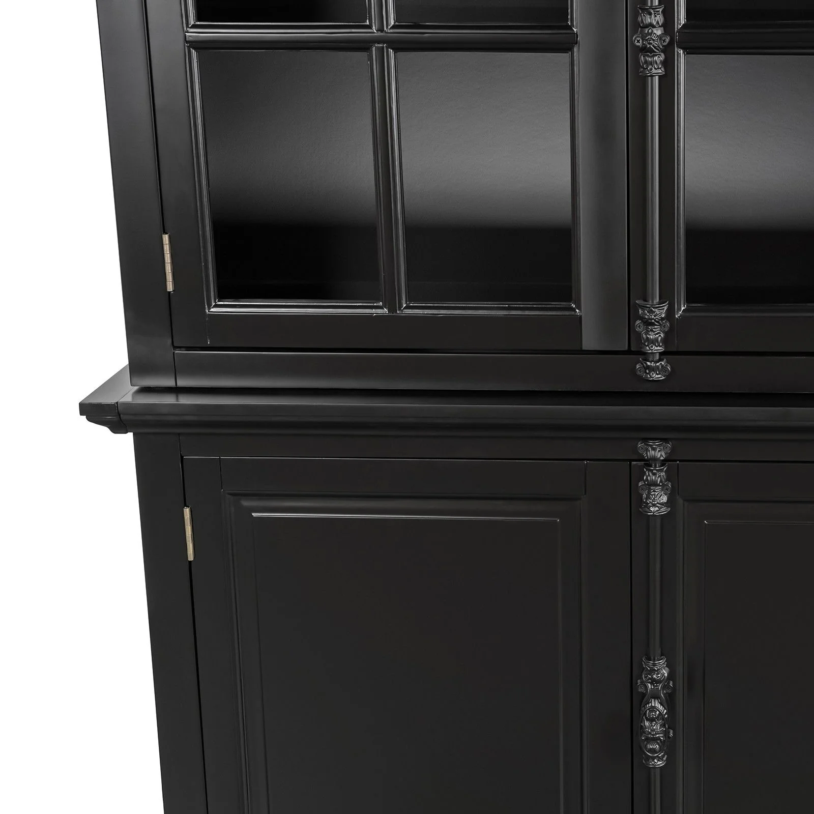 French Provincial Casement Double Glass Door Display Buffet and Hutch Cabinet Bookcase - Image 14