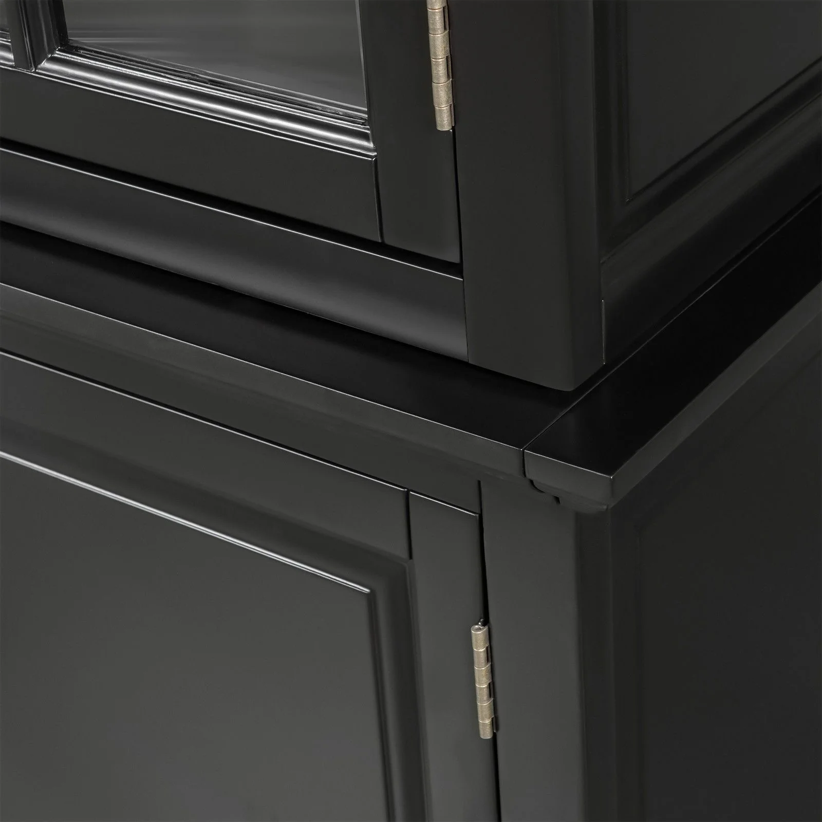 French Provincial Casement Double Glass Door Display Buffet and Hutch Cabinet Bookcase - Image 16