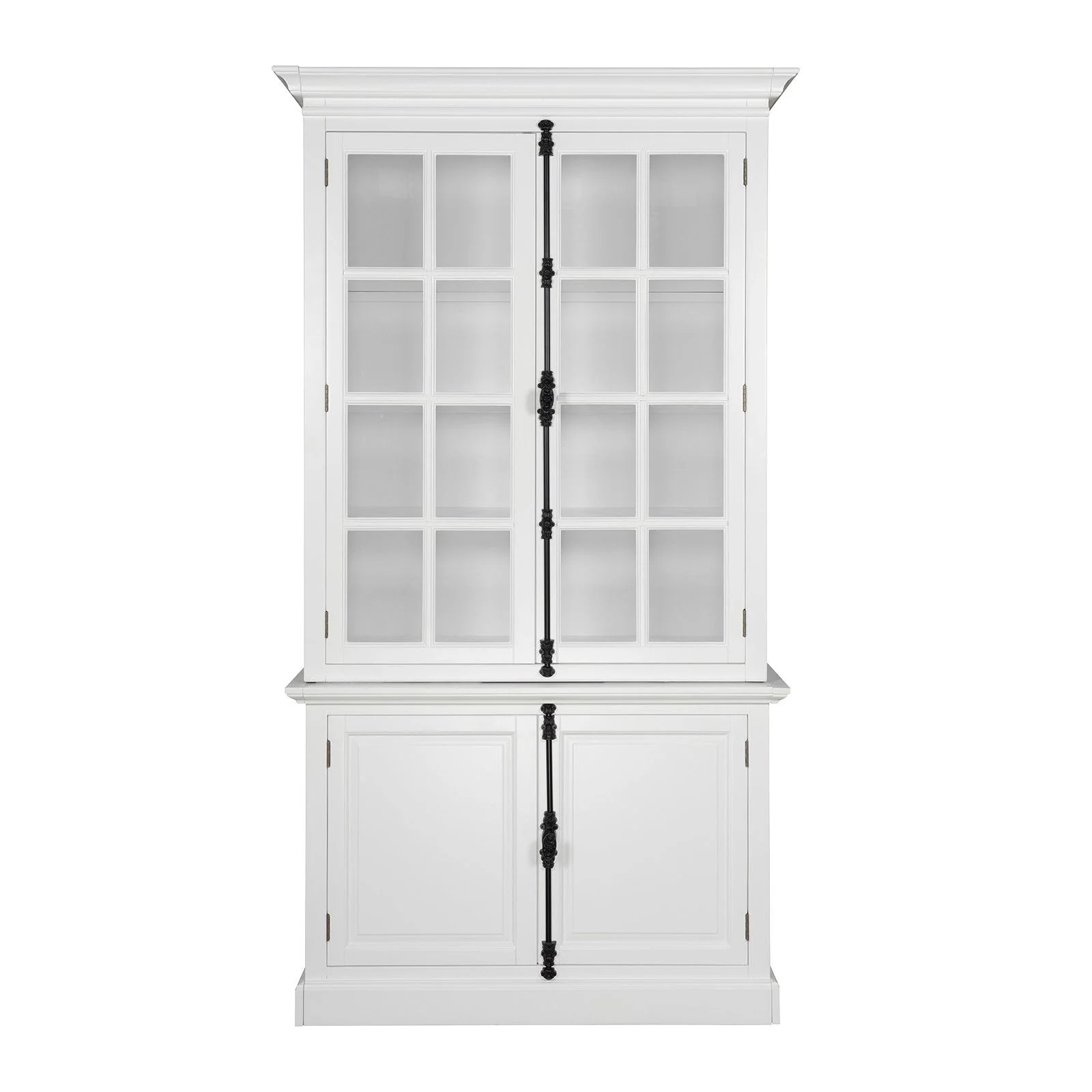 French Provincial Casement Double Glass Door Display Buffet and Hutch Cabinet Bookcase - Image 18