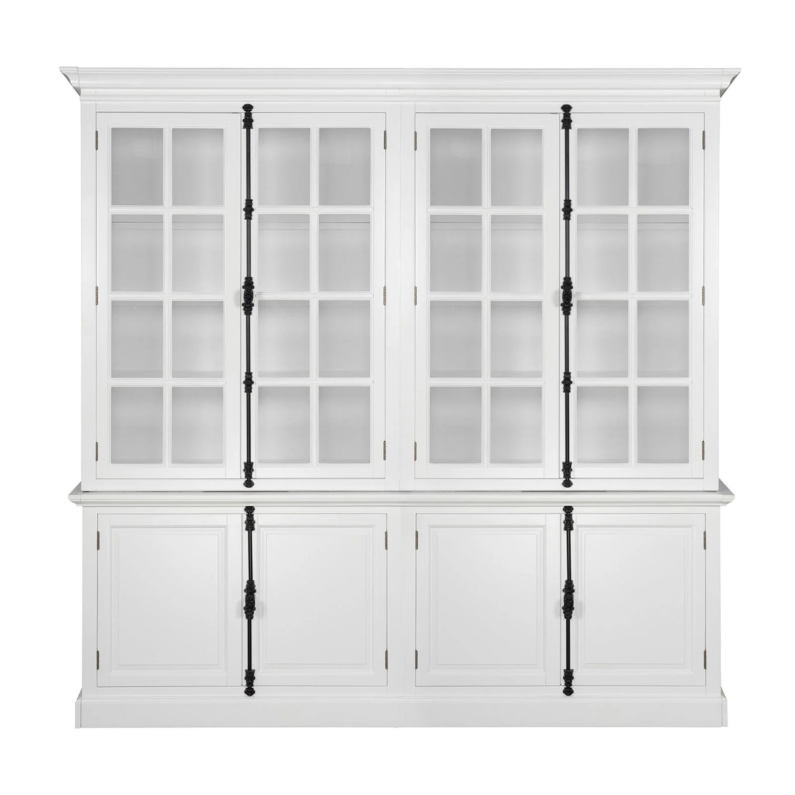 French Provincial Casement Double Glass Door Display Buffet and Hutch Cabinet Bookcase - Image 20