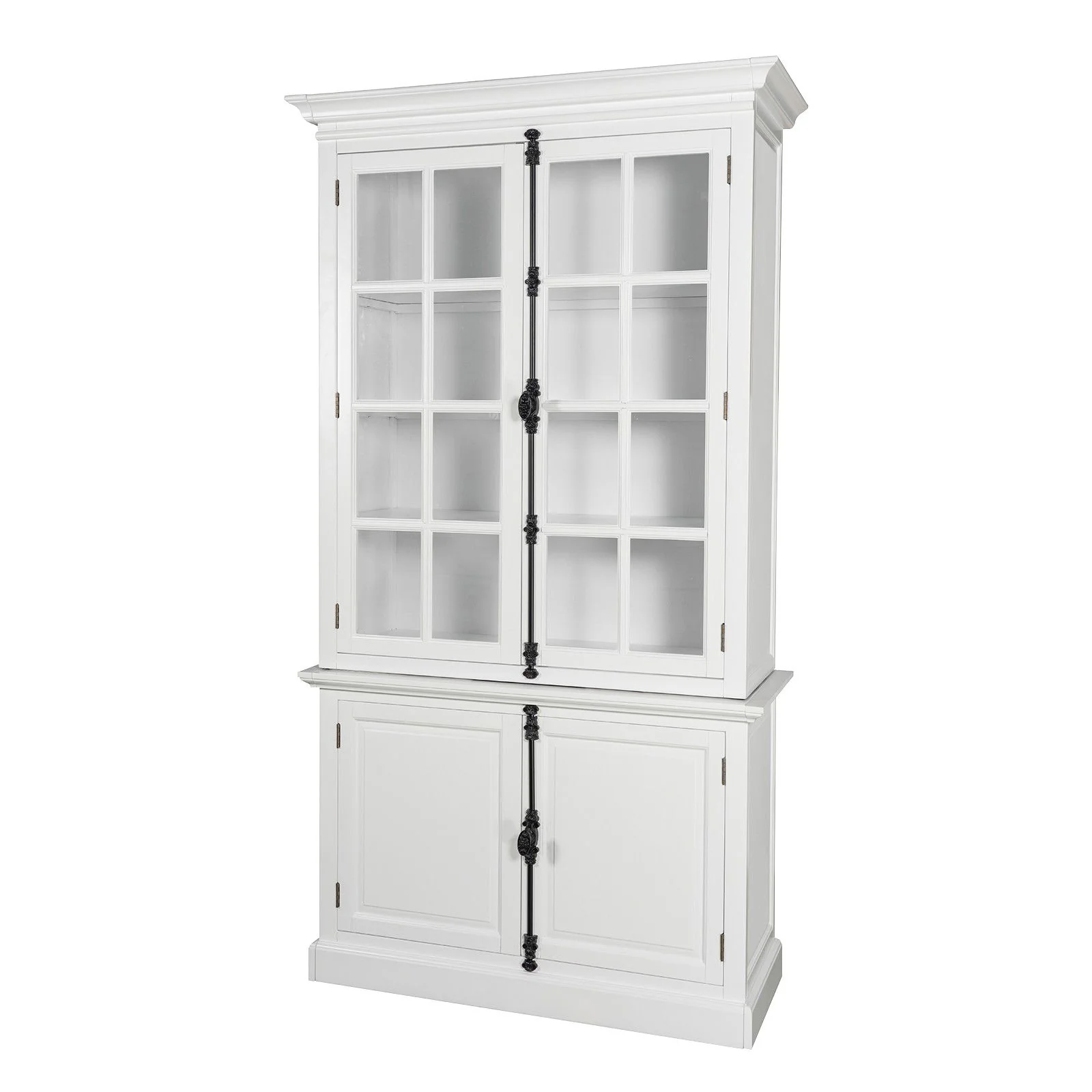 French Provincial Casement Double Glass Door Display Buffet and Hutch Cabinet Bookcase - Image 22