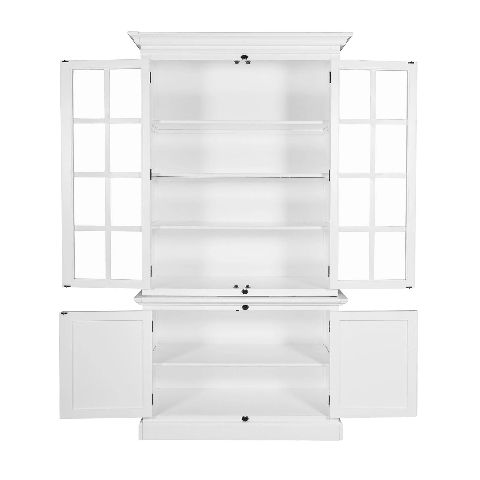 French Provincial Casement Double Glass Door Display Buffet and Hutch Cabinet Bookcase - Image 23