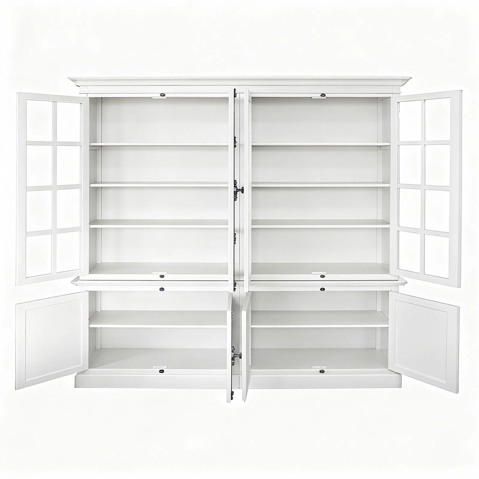 French Provincial Casement Double Glass Door Display Buffet and Hutch Cabinet Bookcase - Image 26