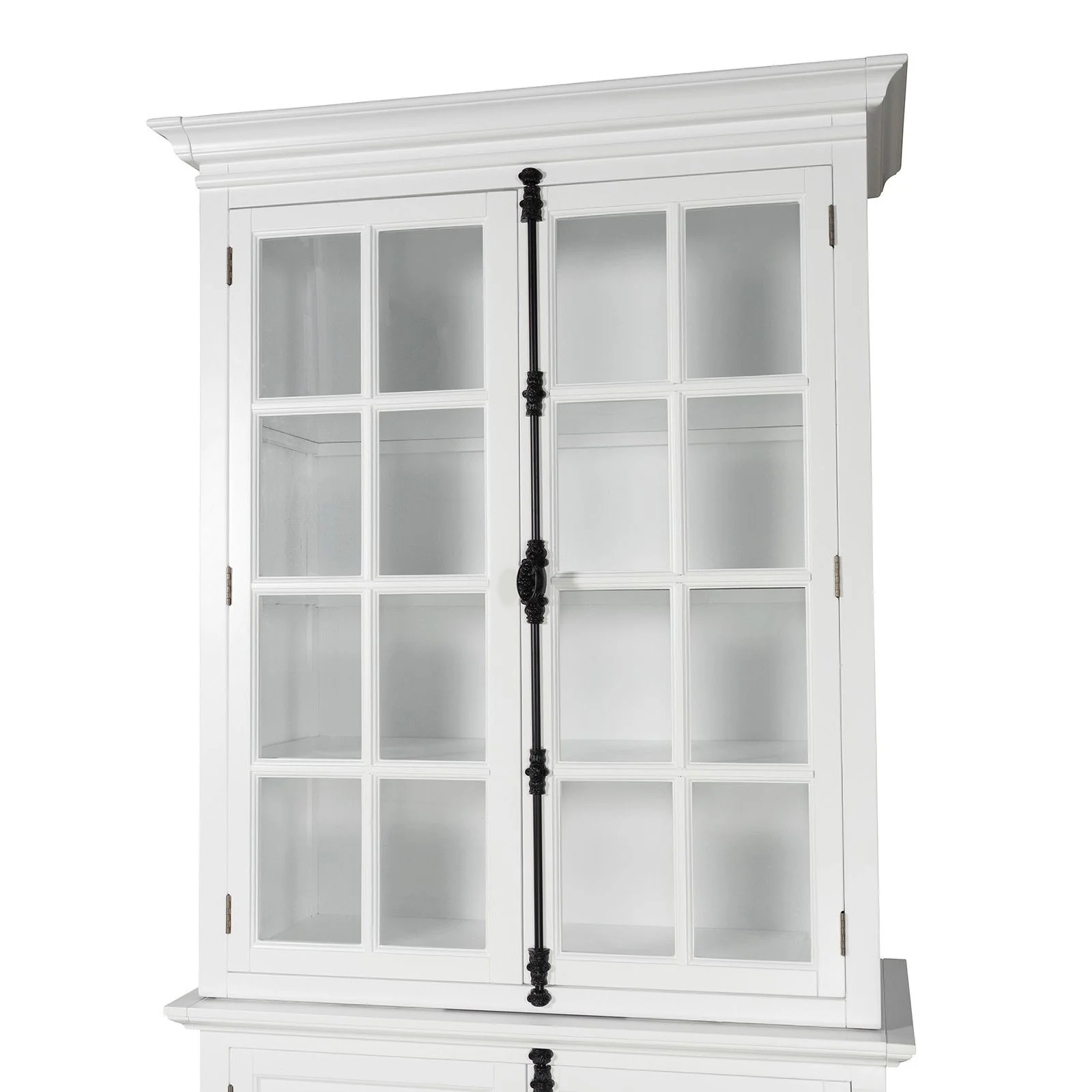 French Provincial Casement Double Glass Door Display Buffet and Hutch Cabinet Bookcase - Image 27