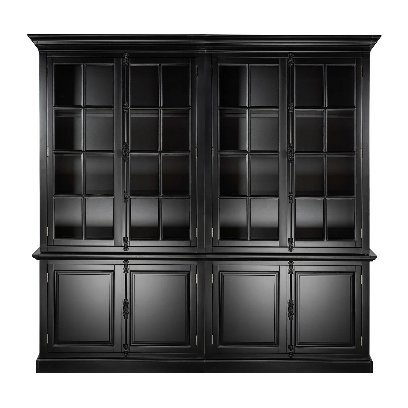 French Provincial Casement Double Glass Door Display Buffet and Hutch Cabinet Bookcase - Image 3