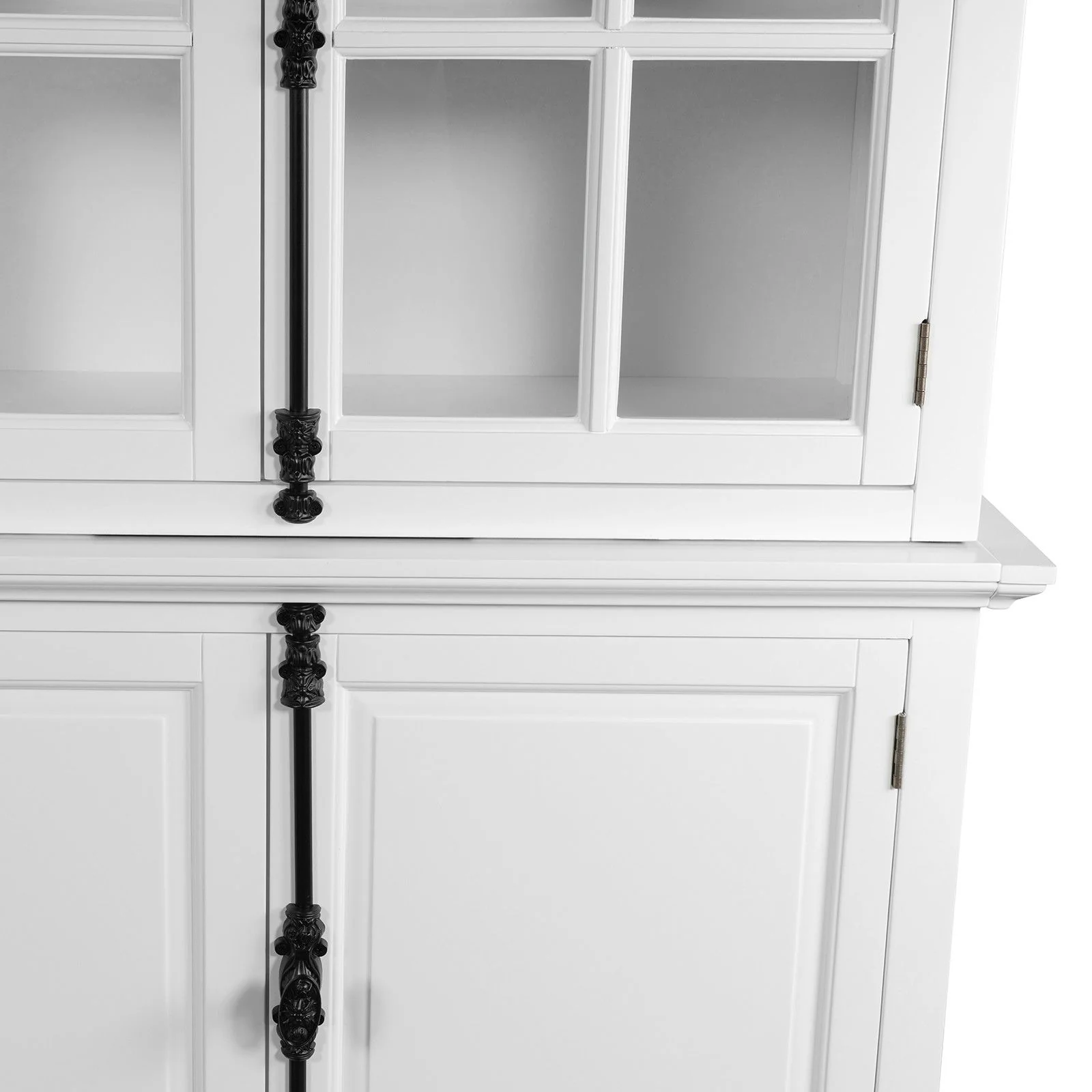 French Provincial Casement Double Glass Door Display Buffet and Hutch Cabinet Bookcase - Image 35