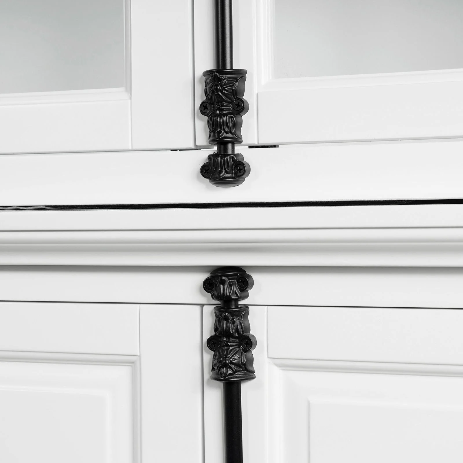 French Provincial Casement Double Glass Door Display Buffet and Hutch Cabinet Bookcase - Image 36