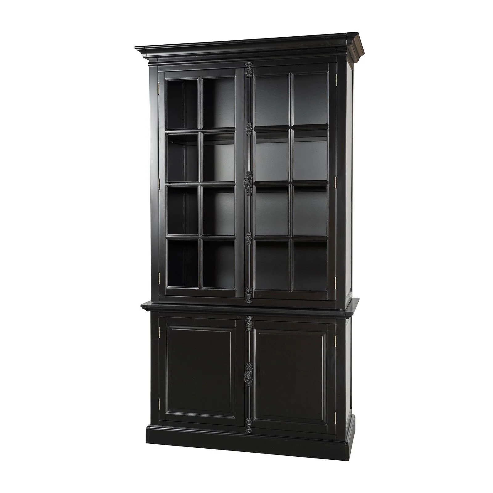 French Provincial Casement Double Glass Door Display Buffet and Hutch Cabinet Bookcase - Image 5