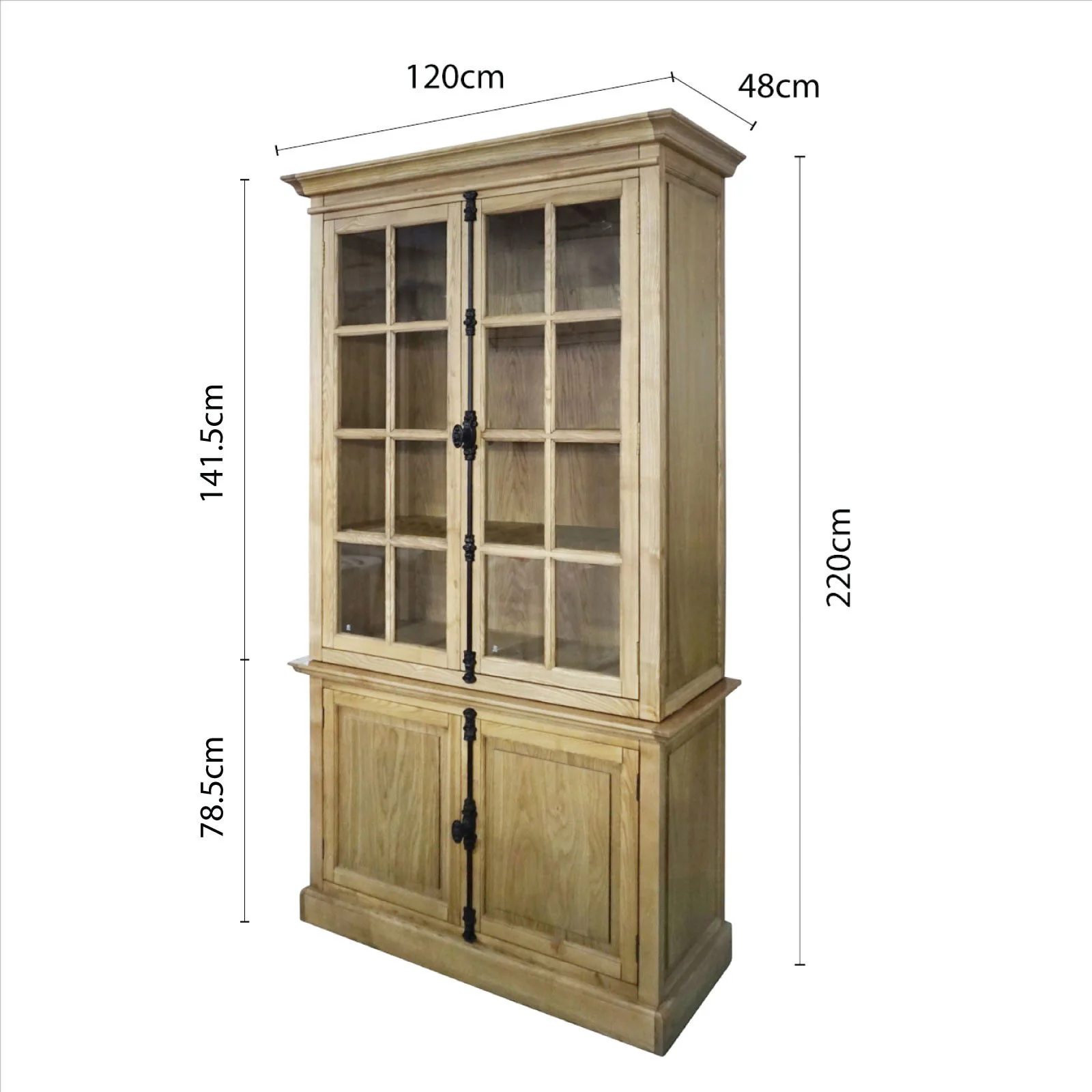 French Provincial Casement Double Glass Door Display Buffet and Hutch Cabinet Bookcase - Image 58