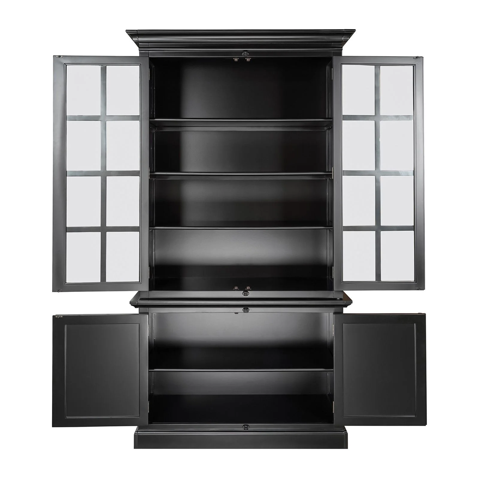 French Provincial Casement Double Glass Door Display Buffet and Hutch Cabinet Bookcase - Image 6
