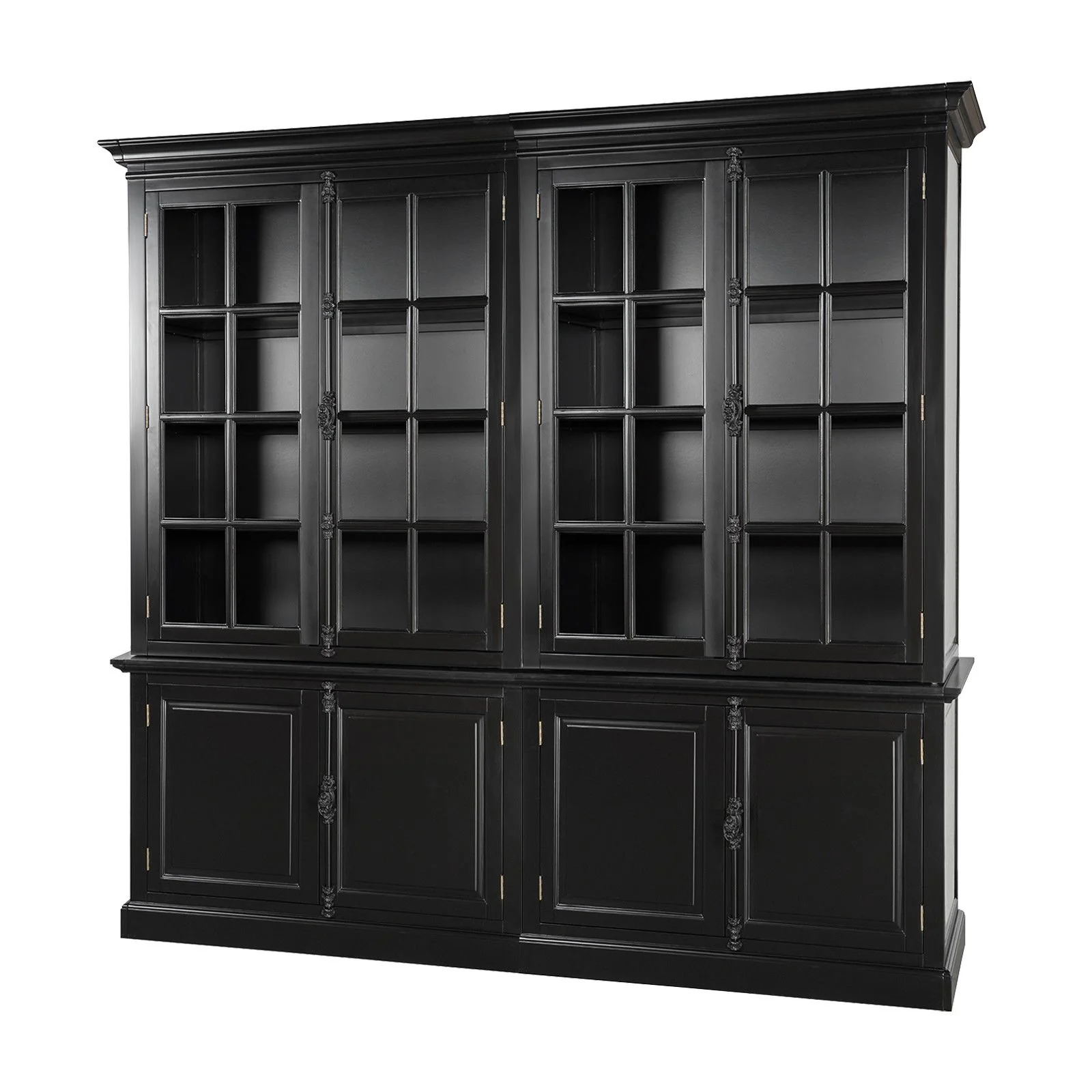 French Provincial Casement Double Glass Door Display Buffet and Hutch Cabinet Bookcase - Image 7