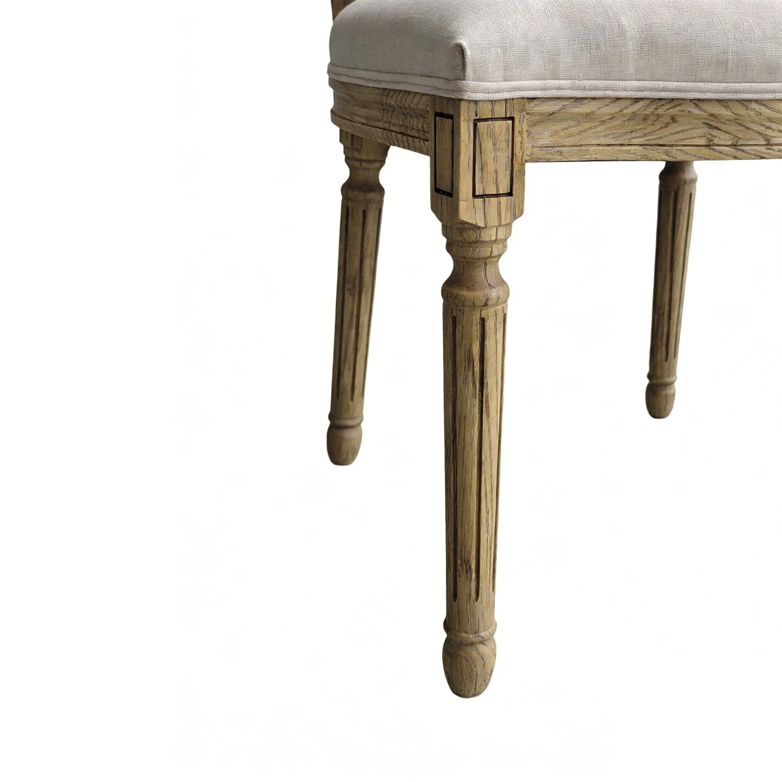 Set of 2 French Provincial / Hamptons Classic Oak Dining Chair with Natural Rattan Cane Back & Beige White Cushion - Image 8