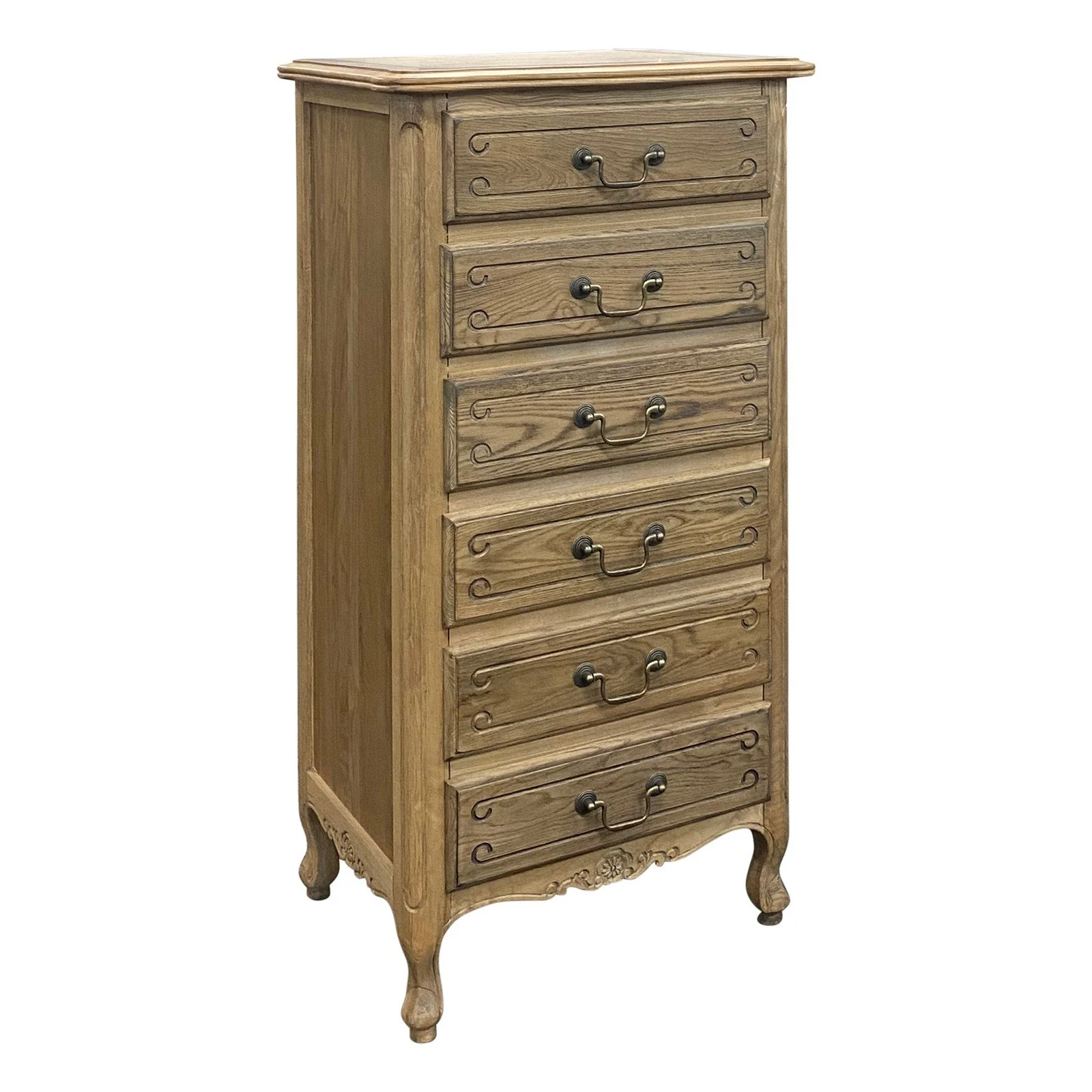 French Provincial Louis 6 Drawer Tallboy Cabinet - Image 16