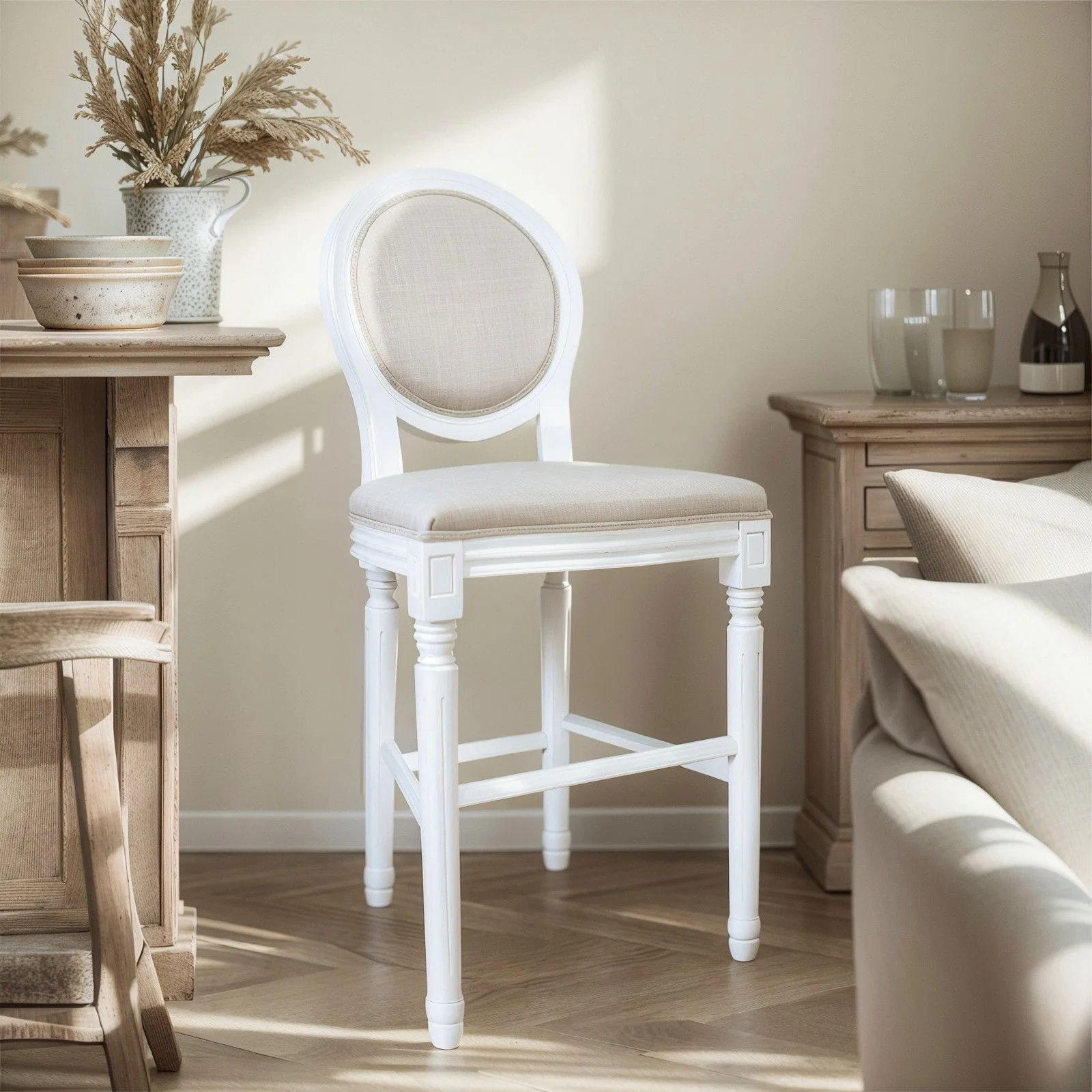 (Factory Second) French Provincial Louis Bar Stool