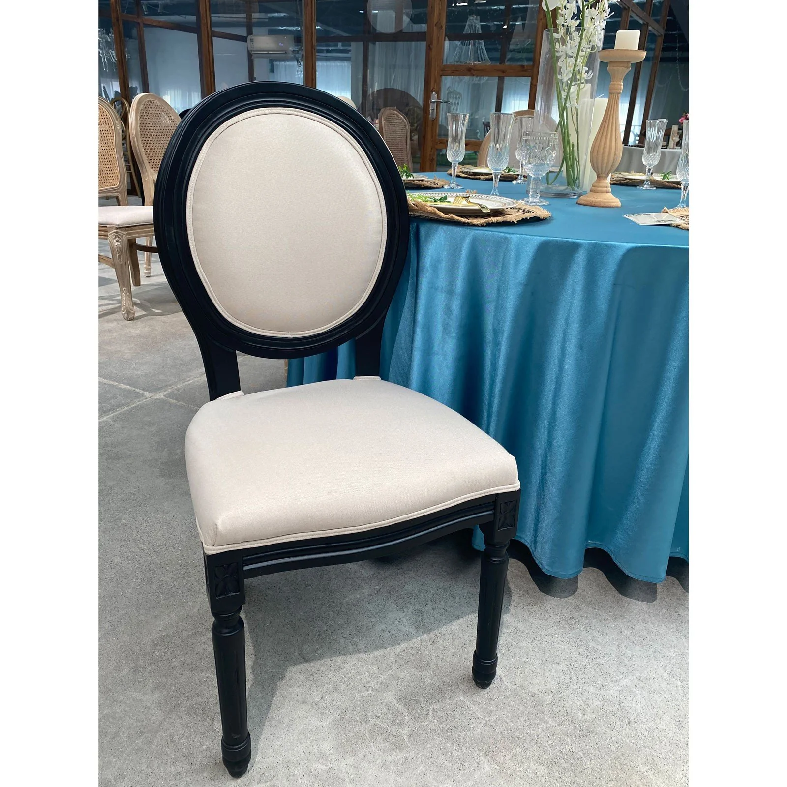 French Provincial Louis Set of 2 Upholstered Dining Chairs (Factory second stock)
