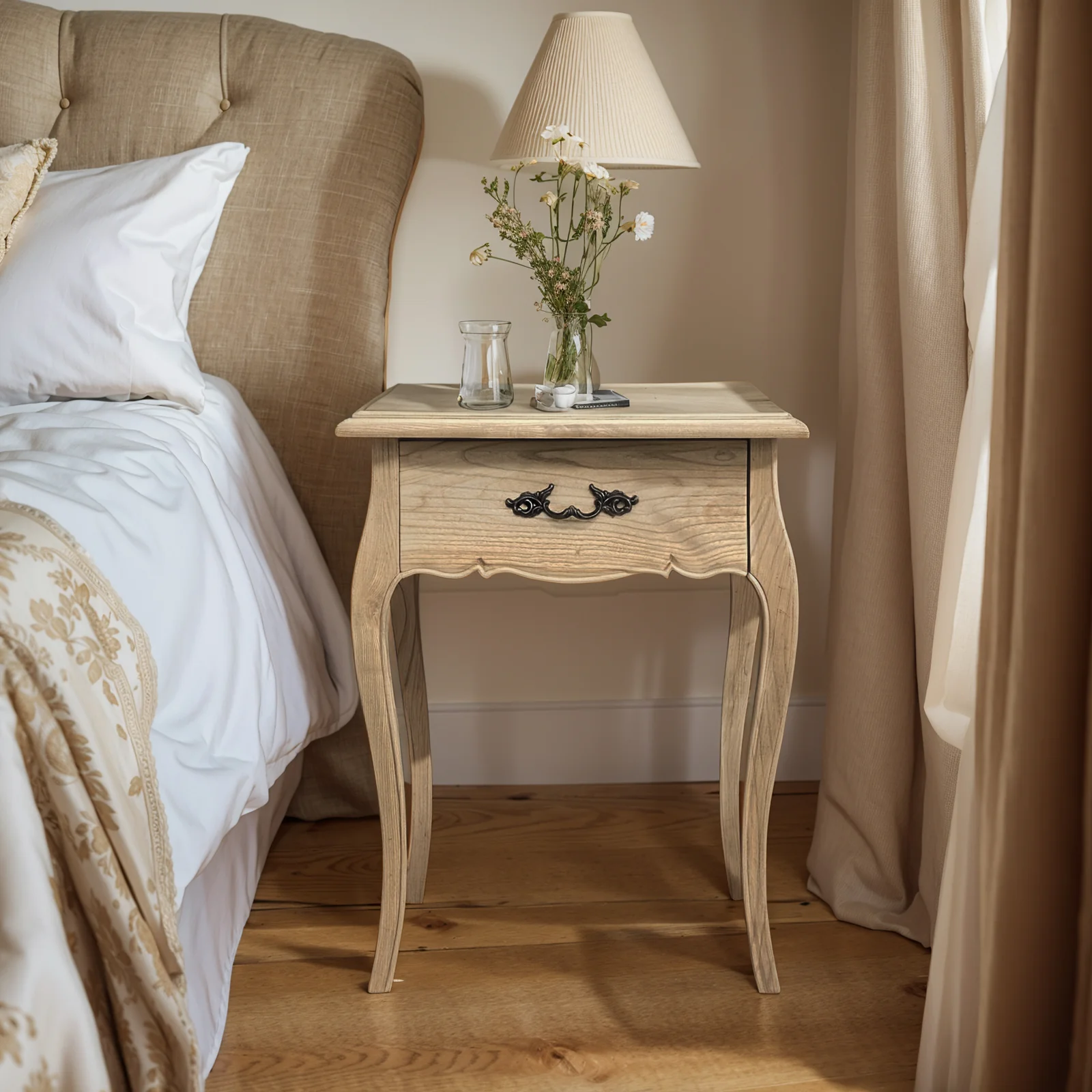 French Provincial Provence 1 Drawer Bedside Table - Image 2