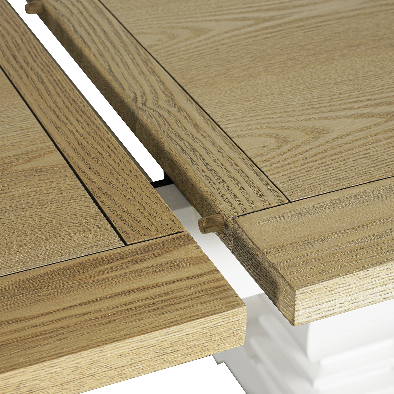 Hamptons 220cm - 320cm Rectangle Extendable Dining Table - White Trestle Leg Ash Top - Image 11
