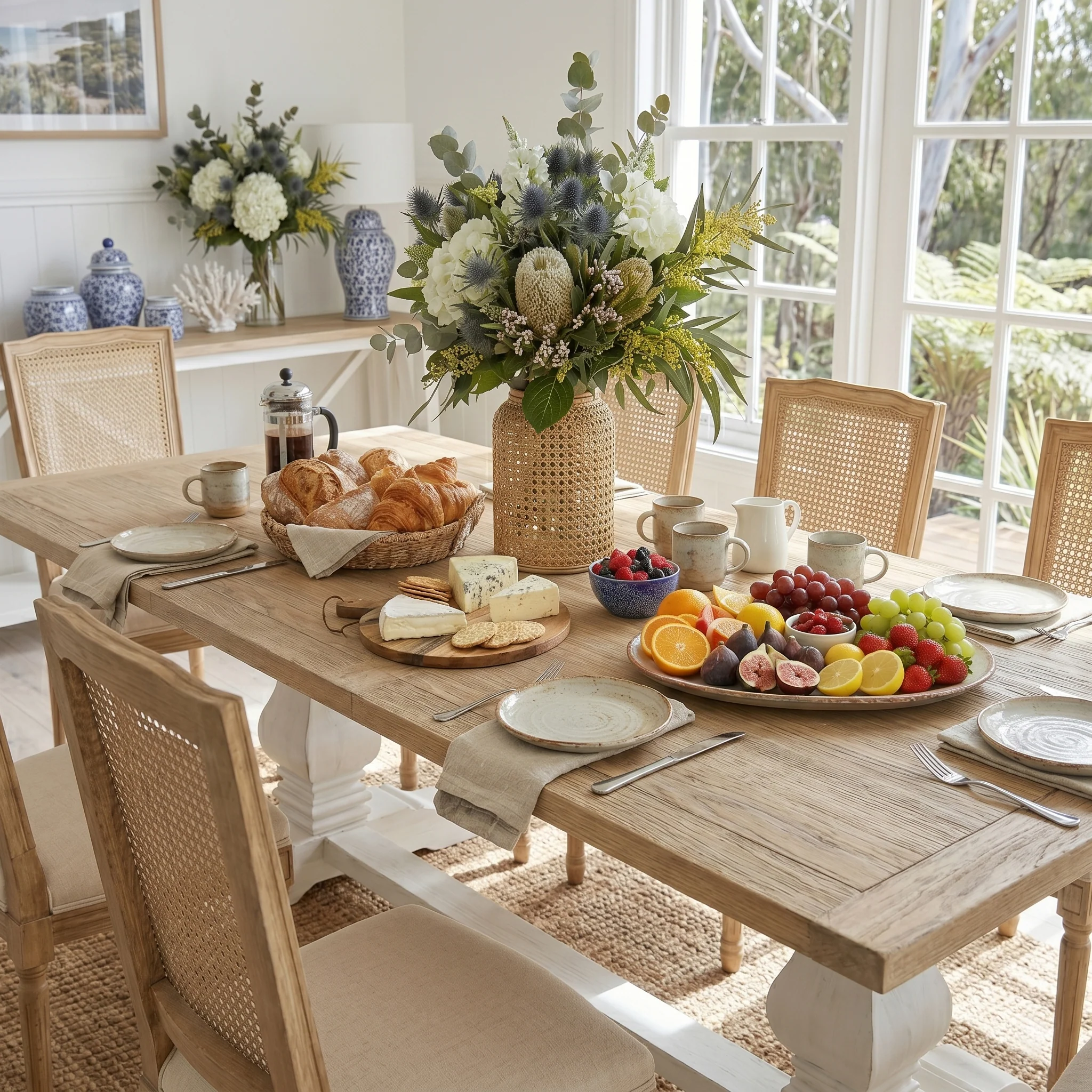 Hamptons 220cm - 320cm Rectangle Extendable Dining Table - White Trestle Leg Ash Top - Image 3