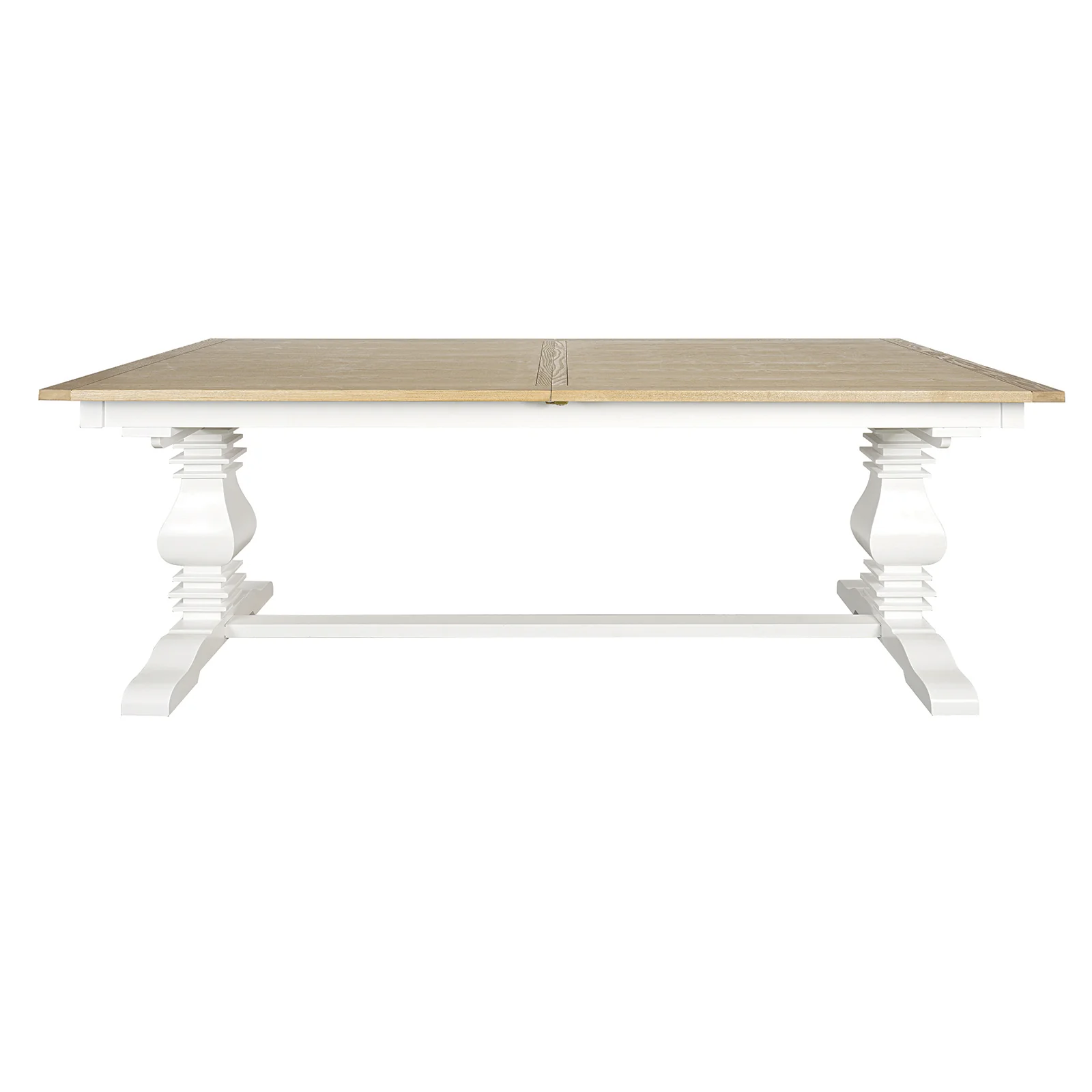 Hamptons 220cm - 320cm Rectangle Extendable Dining Table - White Trestle Leg Ash Top - Image 5