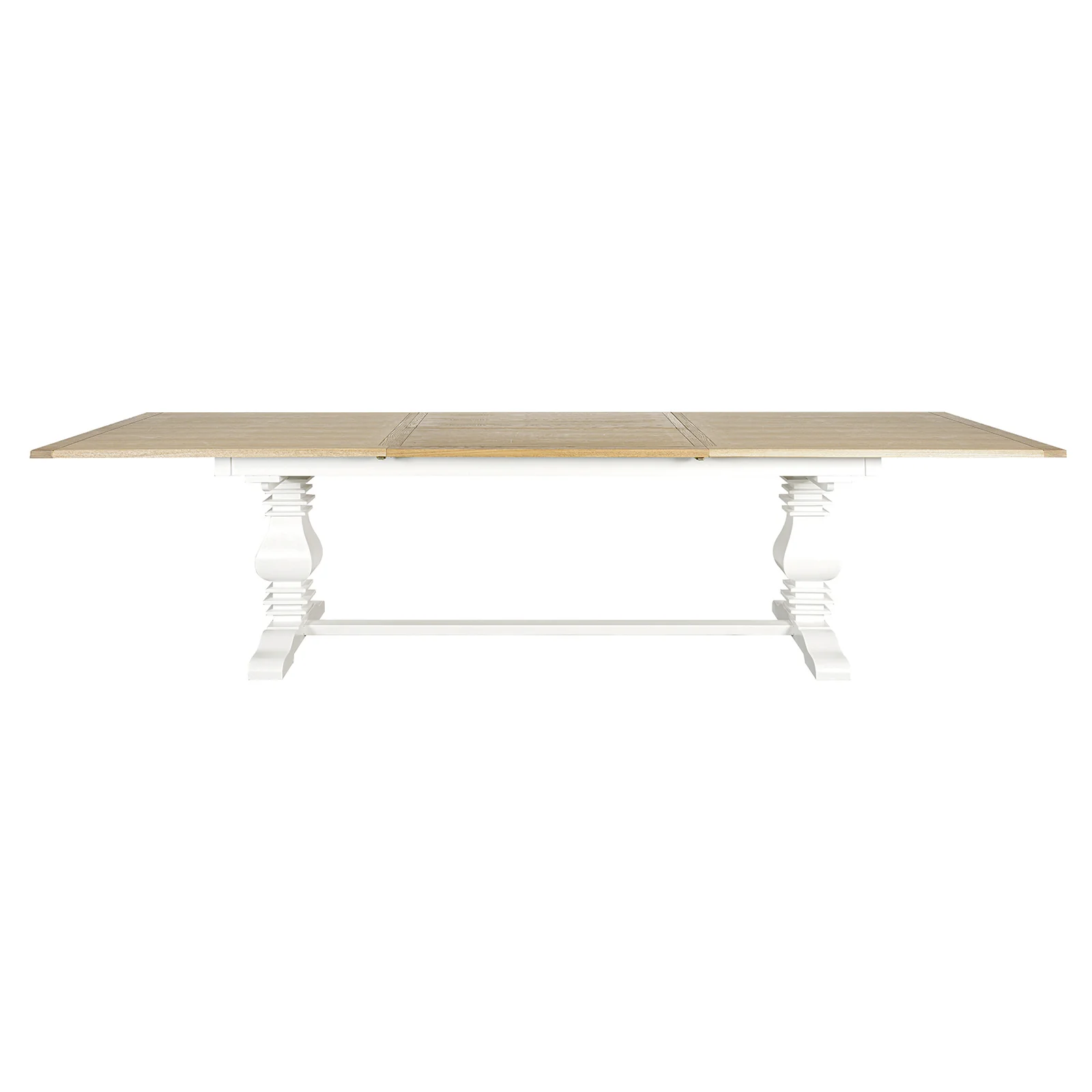 Hamptons 220cm - 320cm Rectangle Extendable Dining Table - White Trestle Leg Ash Top - Image 7