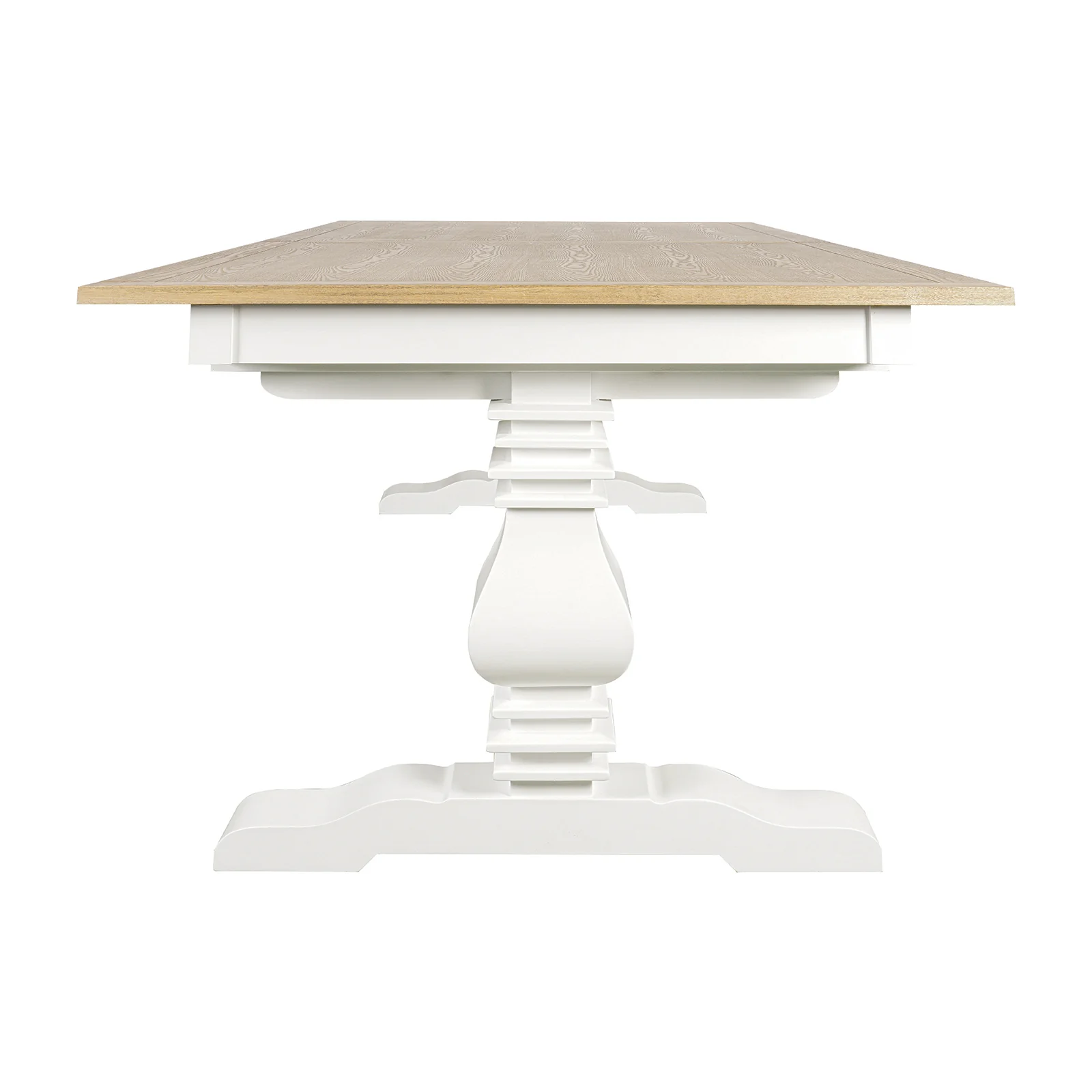 Hamptons 220cm - 320cm Rectangle Extendable Dining Table - White Trestle Leg Ash Top - Image 8