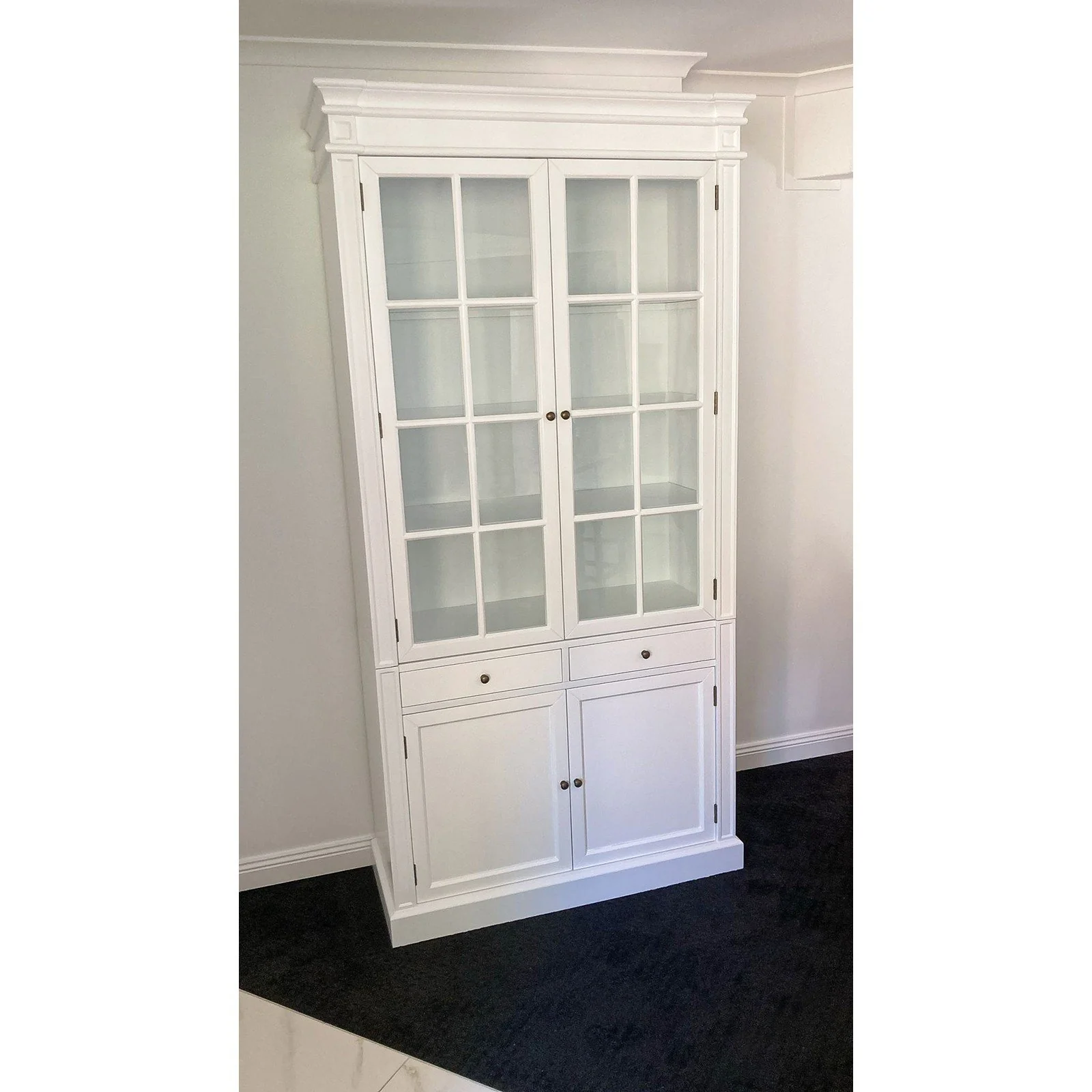 Hamptons Coastal 2 Glass Door Display Cabinet Bookcase - Image 13