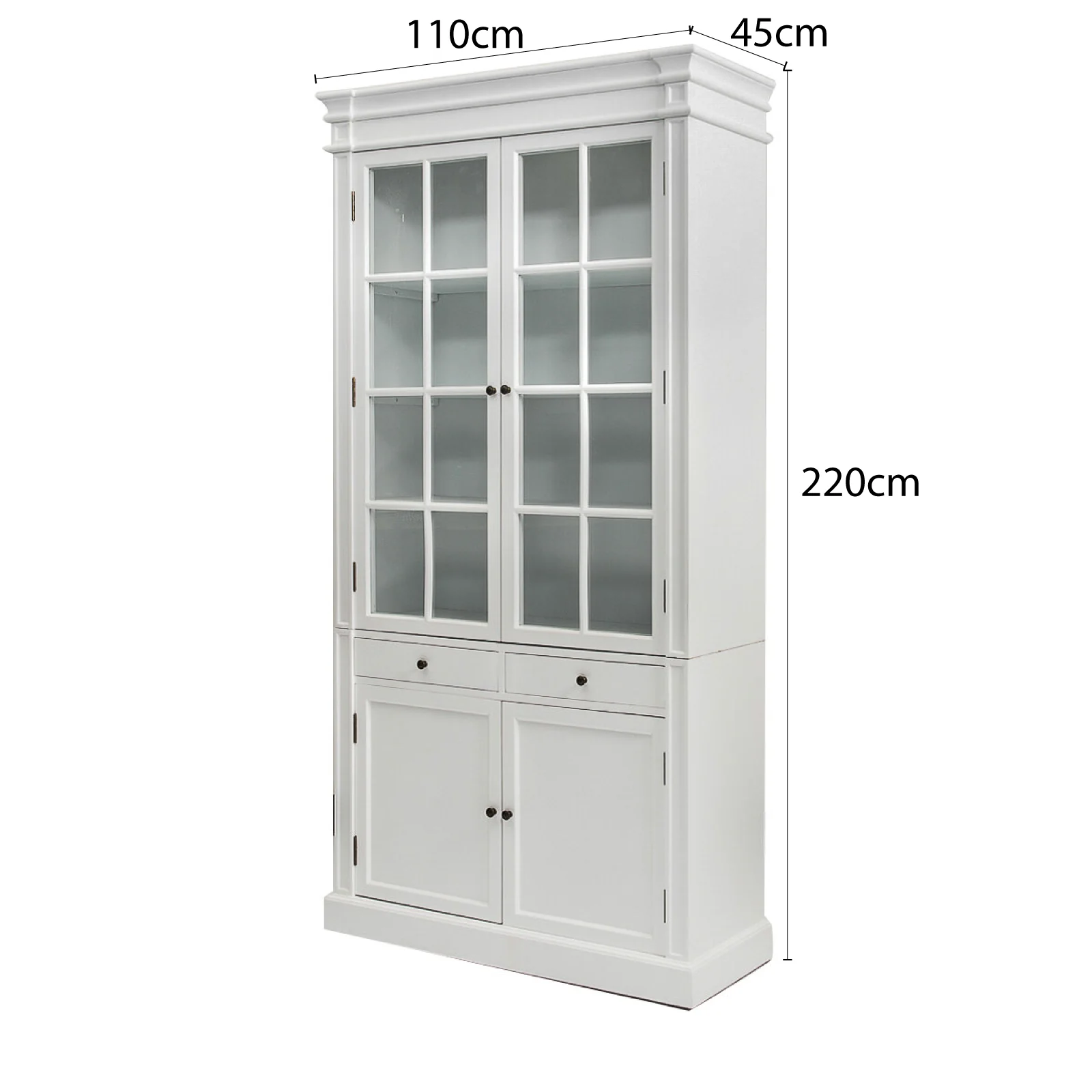 Hamptons Coastal 2 Glass Door Display Cabinet Bookcase - Image 14