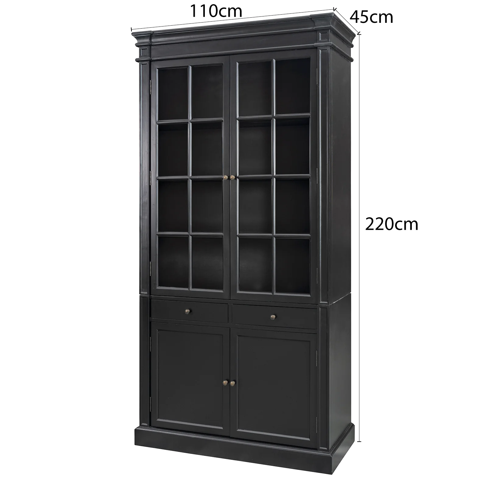 Hamptons Coastal 2 Glass Door Display Cabinet Bookcase - Image 28