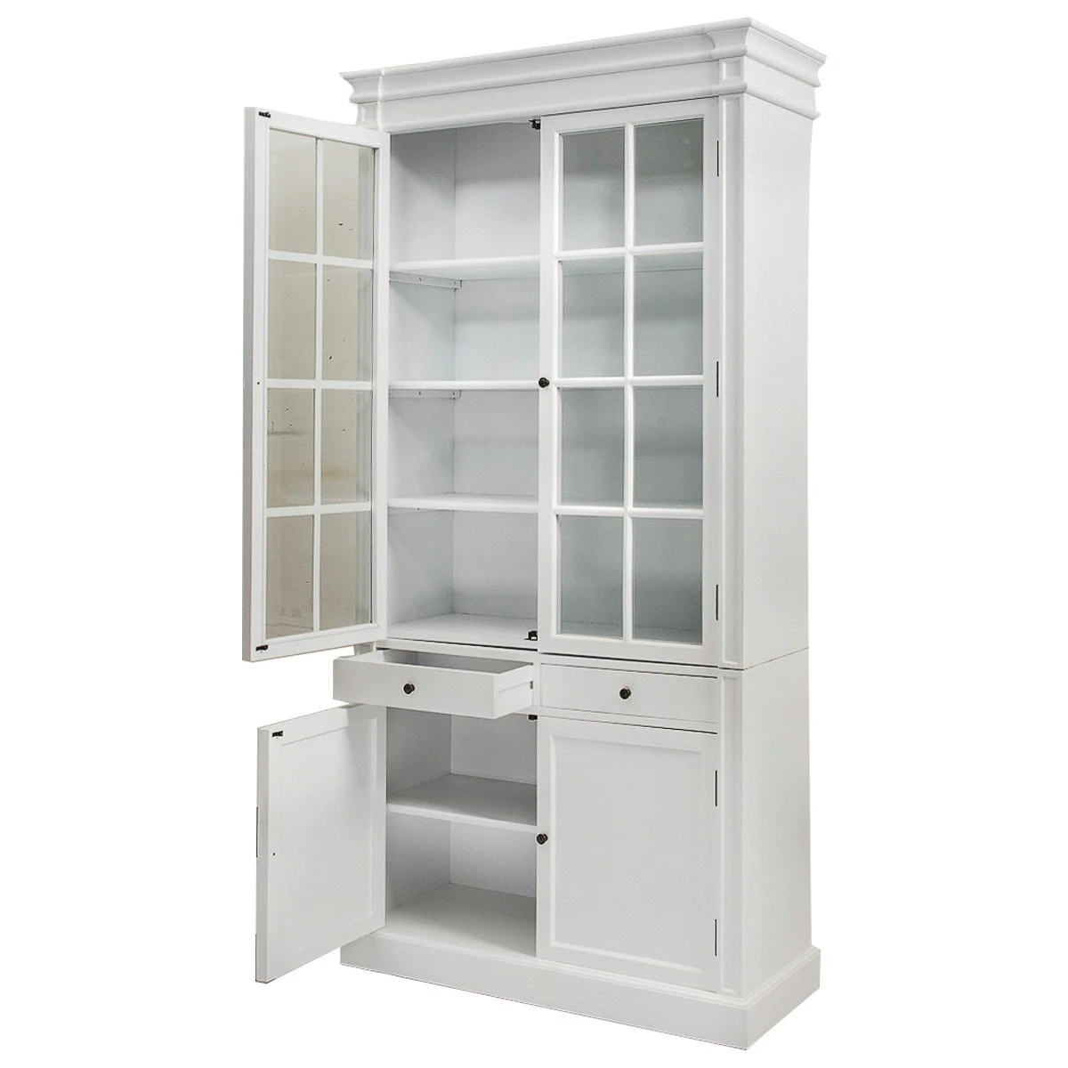 Hamptons Coastal 2 Glass Door Display Cabinet Bookcase - Image 5