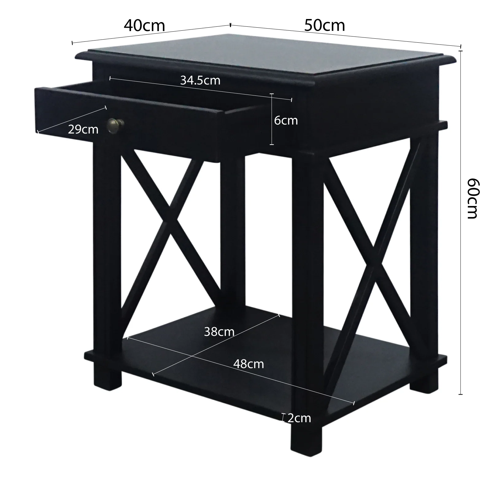Hamptons Coastal Cross 1 Drawer Bedside Table - Image 24