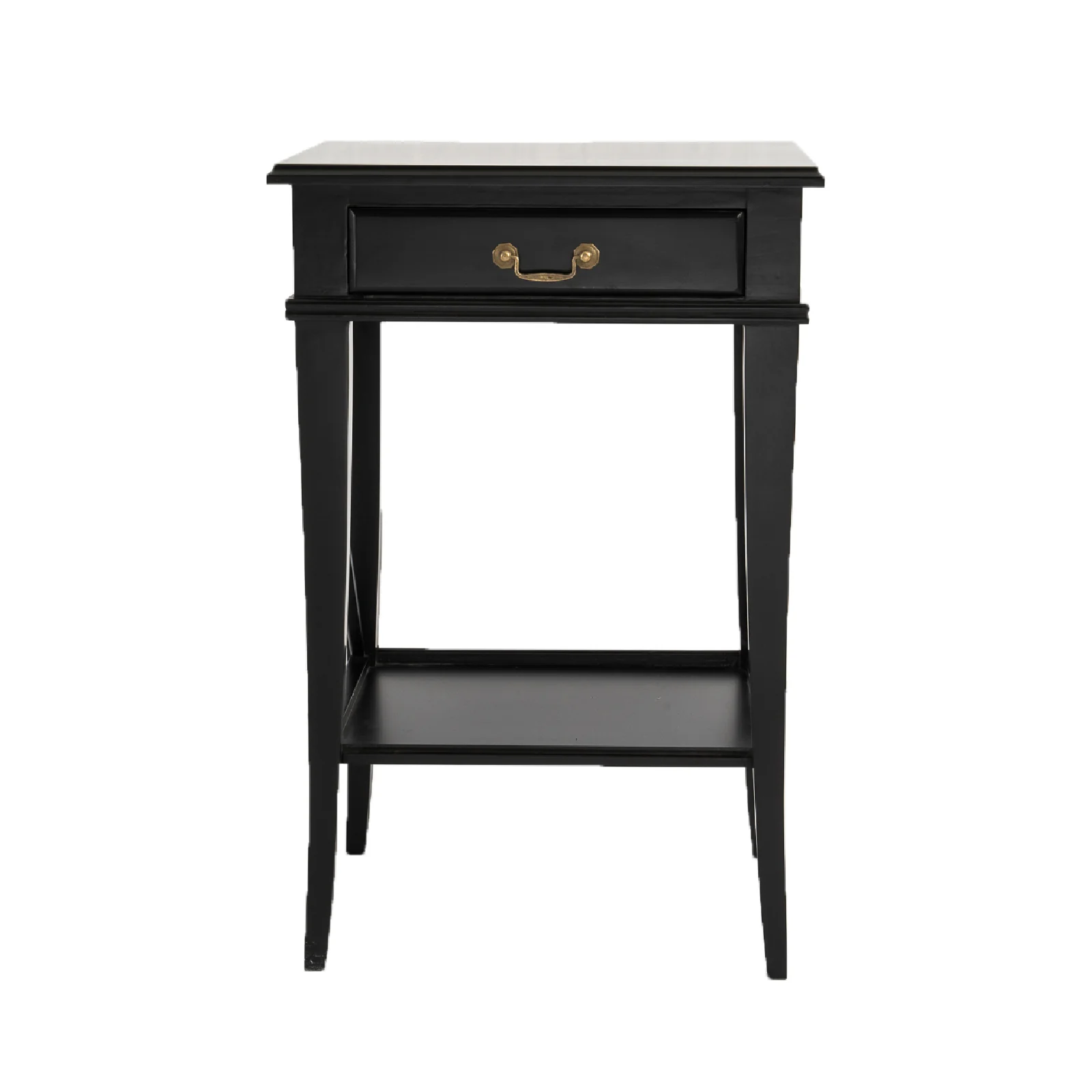 Hamptons Coastal Cross Side Curvy leg Bedside Lamp Table with Drawer White/Black - Image 2