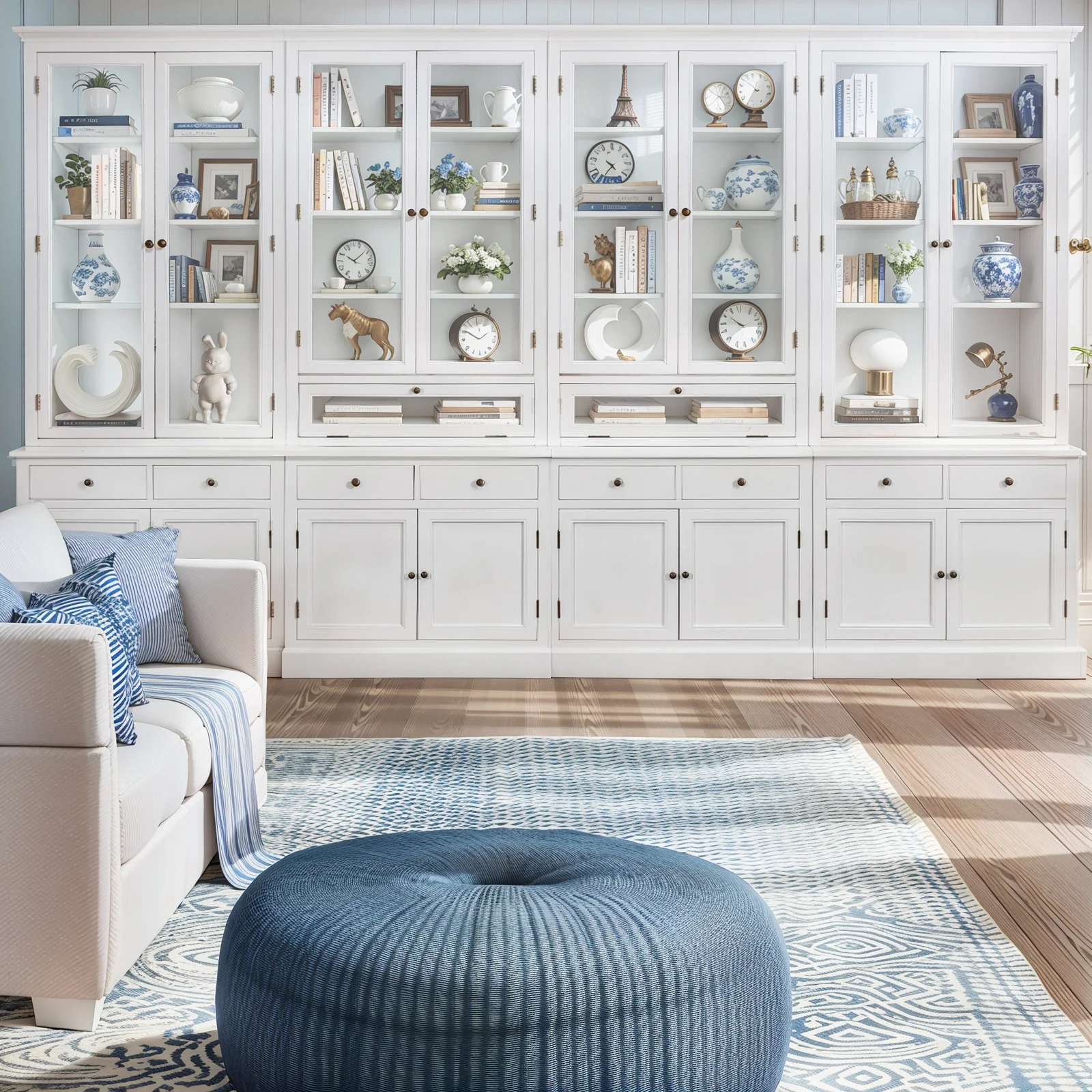 Hamptons Halifax 3 Glass Door Hutch Display Buffet Cabinet Bookcase Cupboard - Image 10