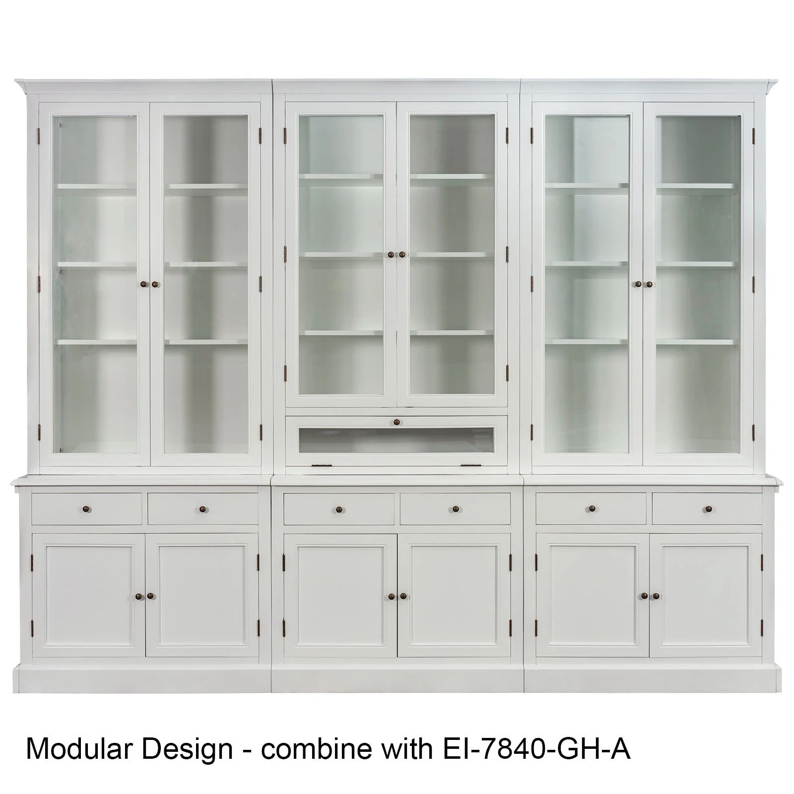 Hampton Halifax 2 Glass Door Hutch Display and Buffet Cabinet Bookcase Cupboard - Image 22