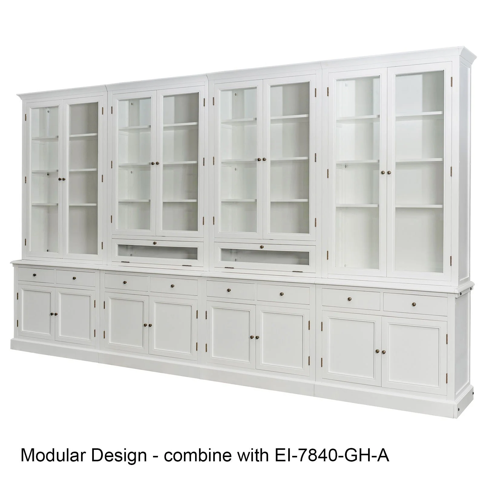 Hampton Halifax 2 Glass Door Hutch Display and Buffet Cabinet Bookcase Cupboard - Image 30