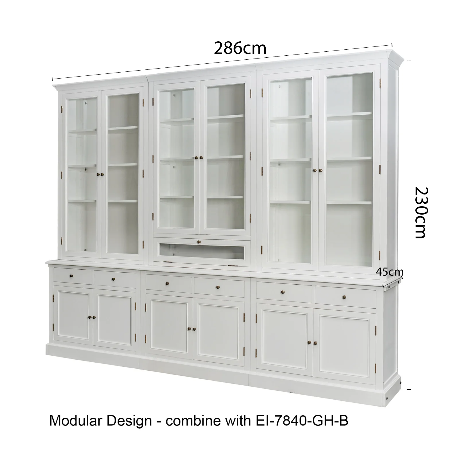 Hampton Halifax 2 Glass Door Hutch Display and Buffet Cabinet Bookcase Cupboard - Image 31