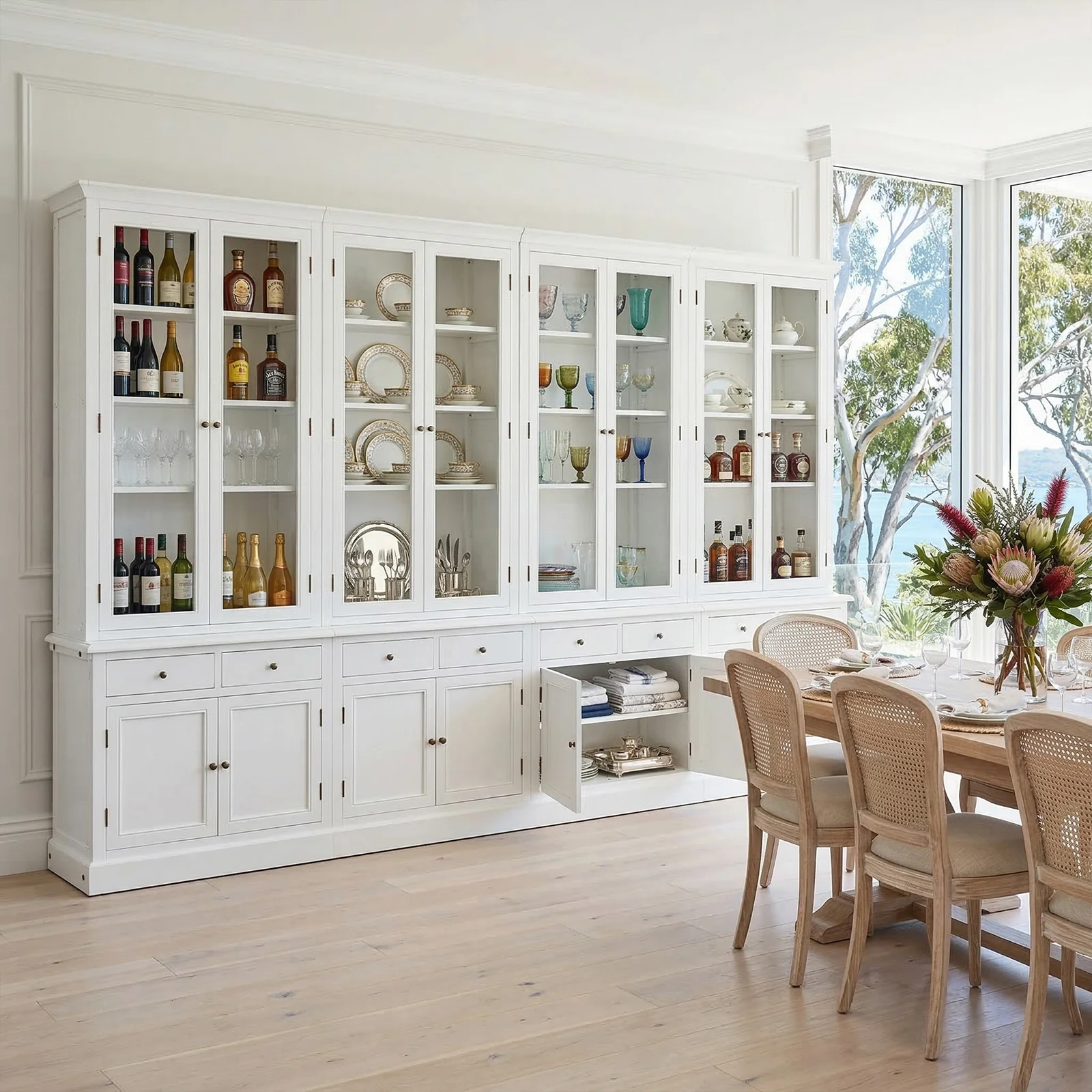 Hampton Halifax 2 Glass Door Hutch Display and Buffet Cabinet Bookcase Cupboard - Image 34