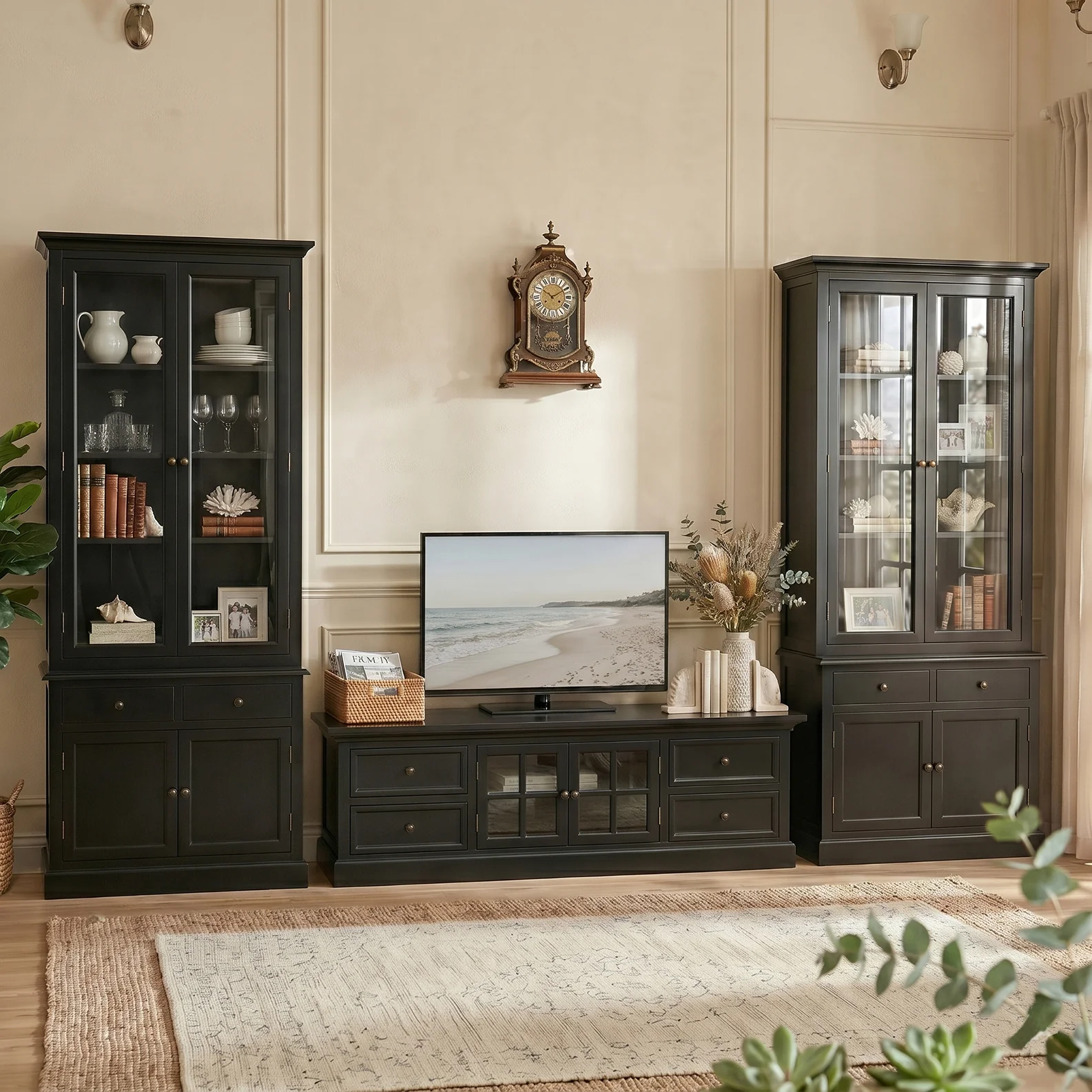 The Hamptons Halifax Estate Collection: 3-Piece Hamptons Living Room Suite - 180cm TV Unit & Twin Glass Cabinet Towers - Image 40