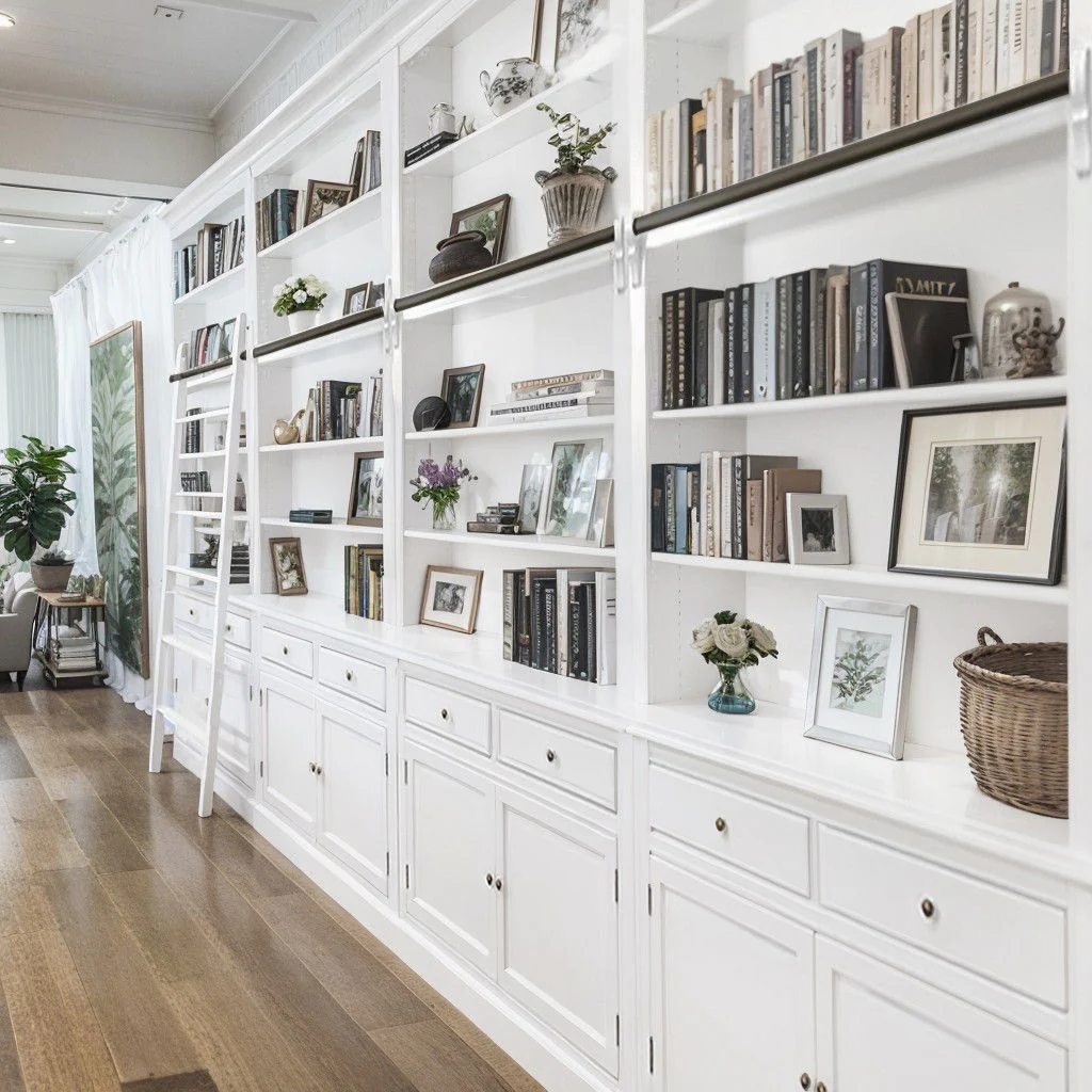 Hamptons Halifax Open Extendable Bookcase with Ladder 250-368cm - Image 51