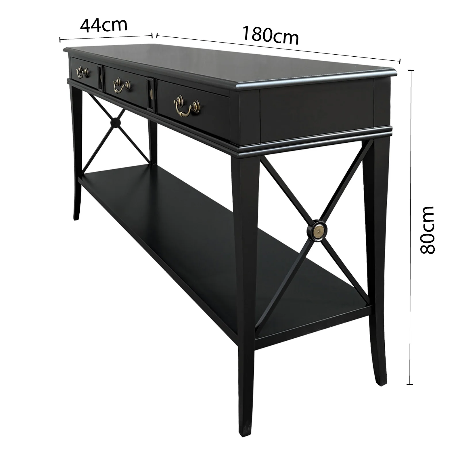 Hamptons Halifax Side Cross 3 Drawers Console Hall Table - Image 7