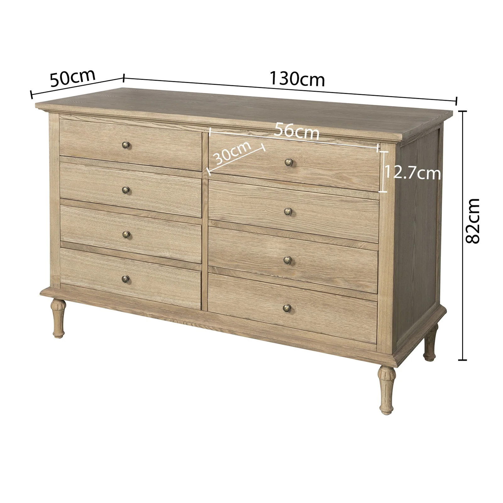 Hamptons Heritage 8-Drawer Tallboy Dresser - Image 45