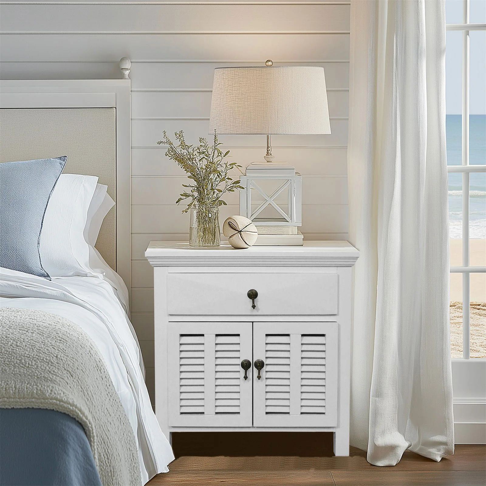 Hamptons Louvre 1 Drawer Bedside Table - Image 2