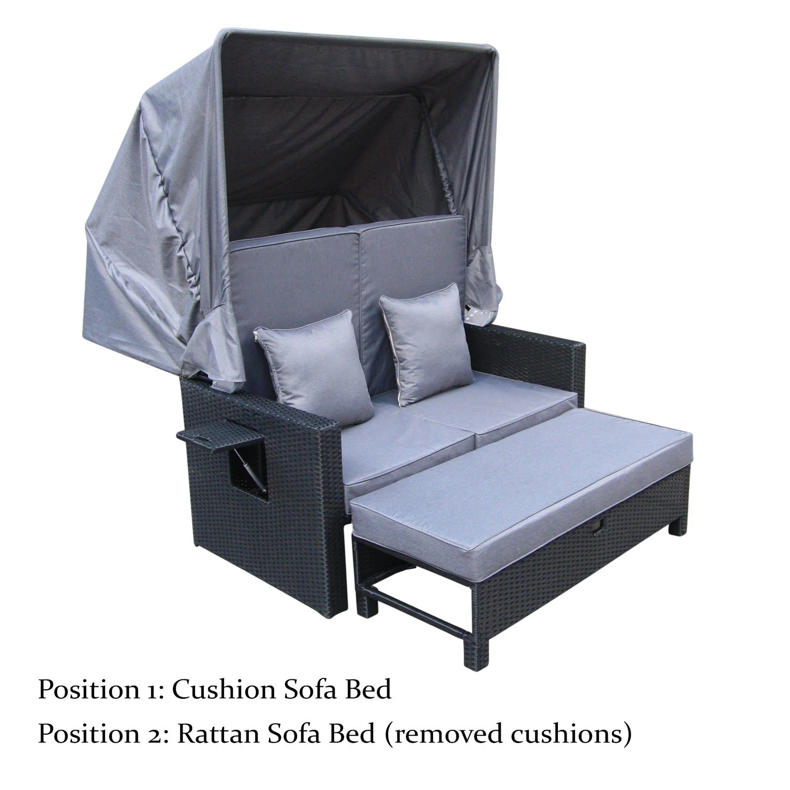Outdoor Living Fiji Wicker Rattan Canopy Sofa Bed Sun Lounger with cushions - Image 11